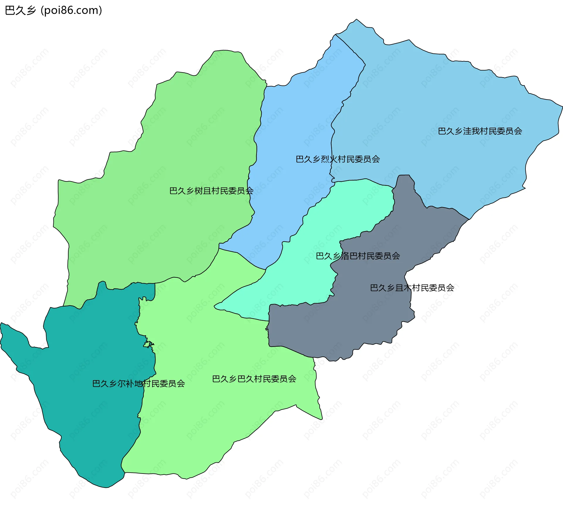 巴久乡边界地图(五级行政区划)
