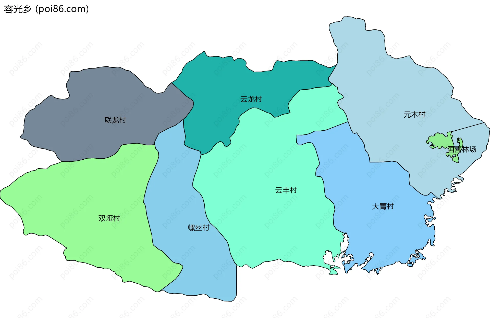 容光乡边界地图(五级行政区划)