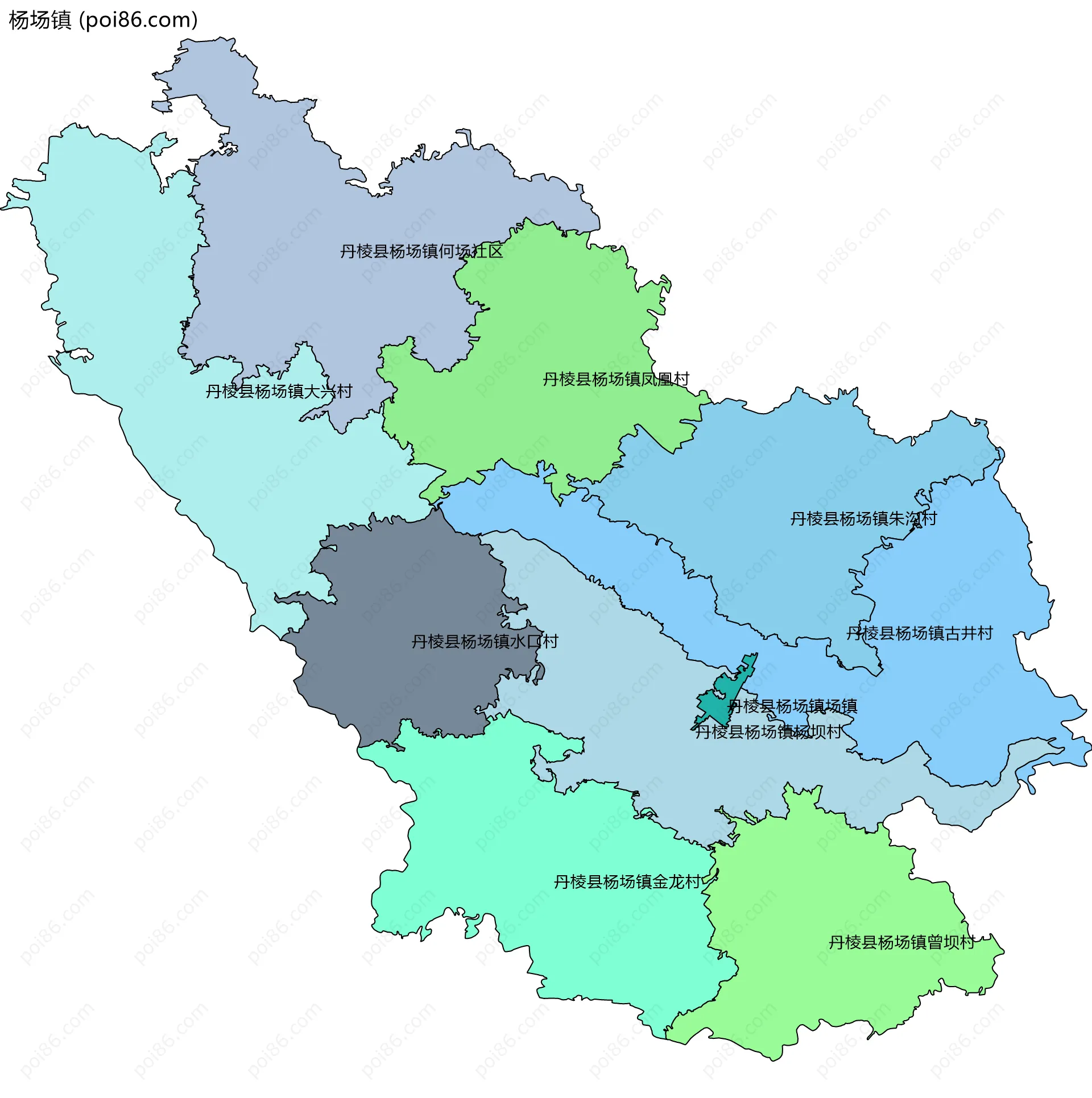 杨场镇边界地图(五级行政区划)
