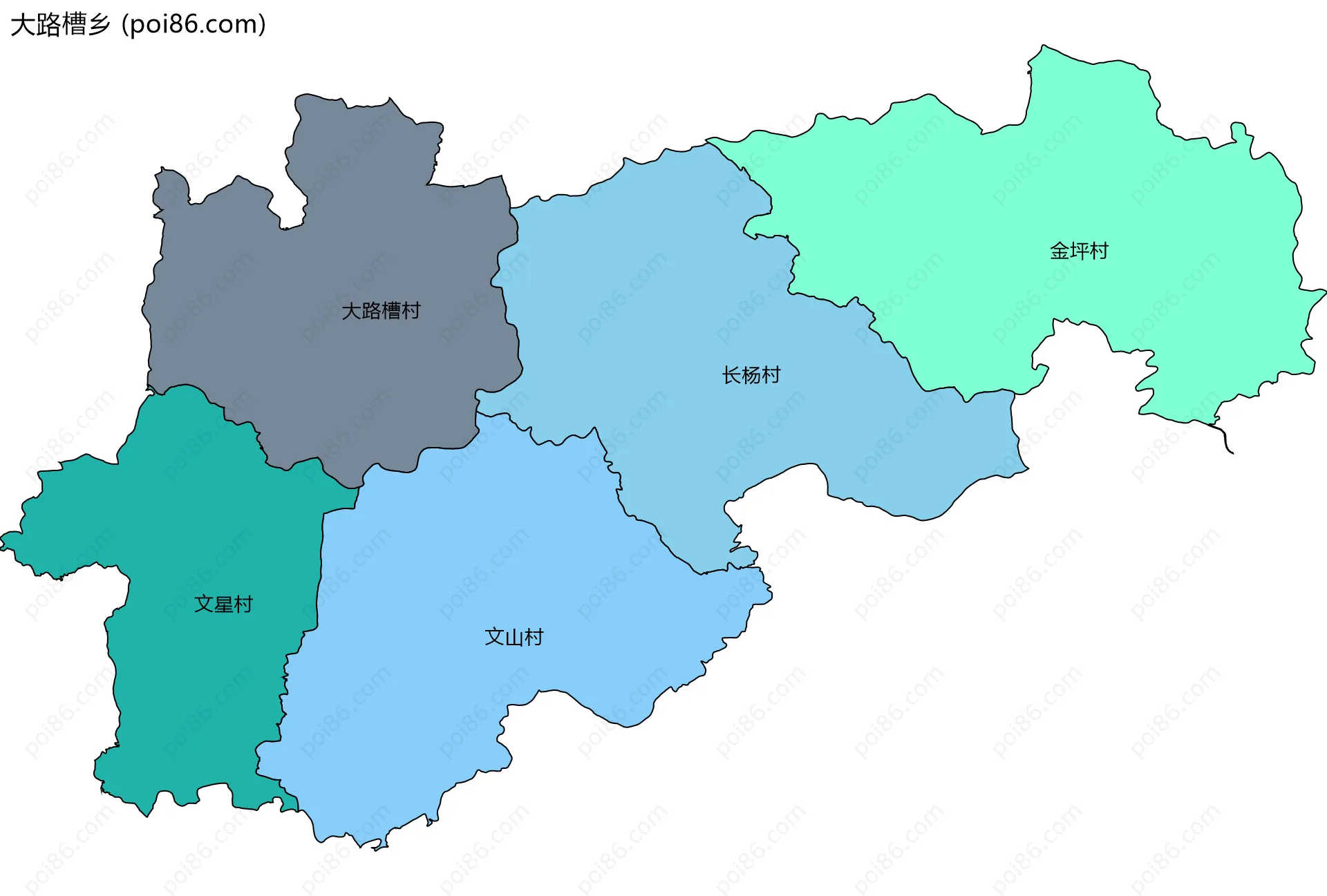 大路槽乡边界地图(五级行政区划)