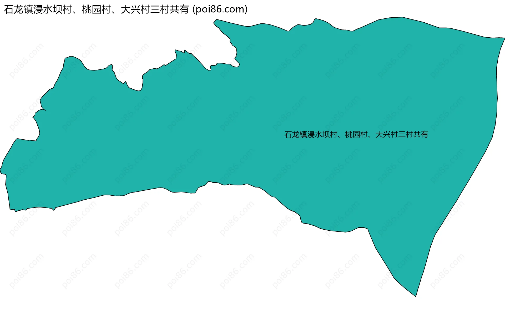 石龙镇浸水坝村、桃园村、大兴村三村共有边界地图