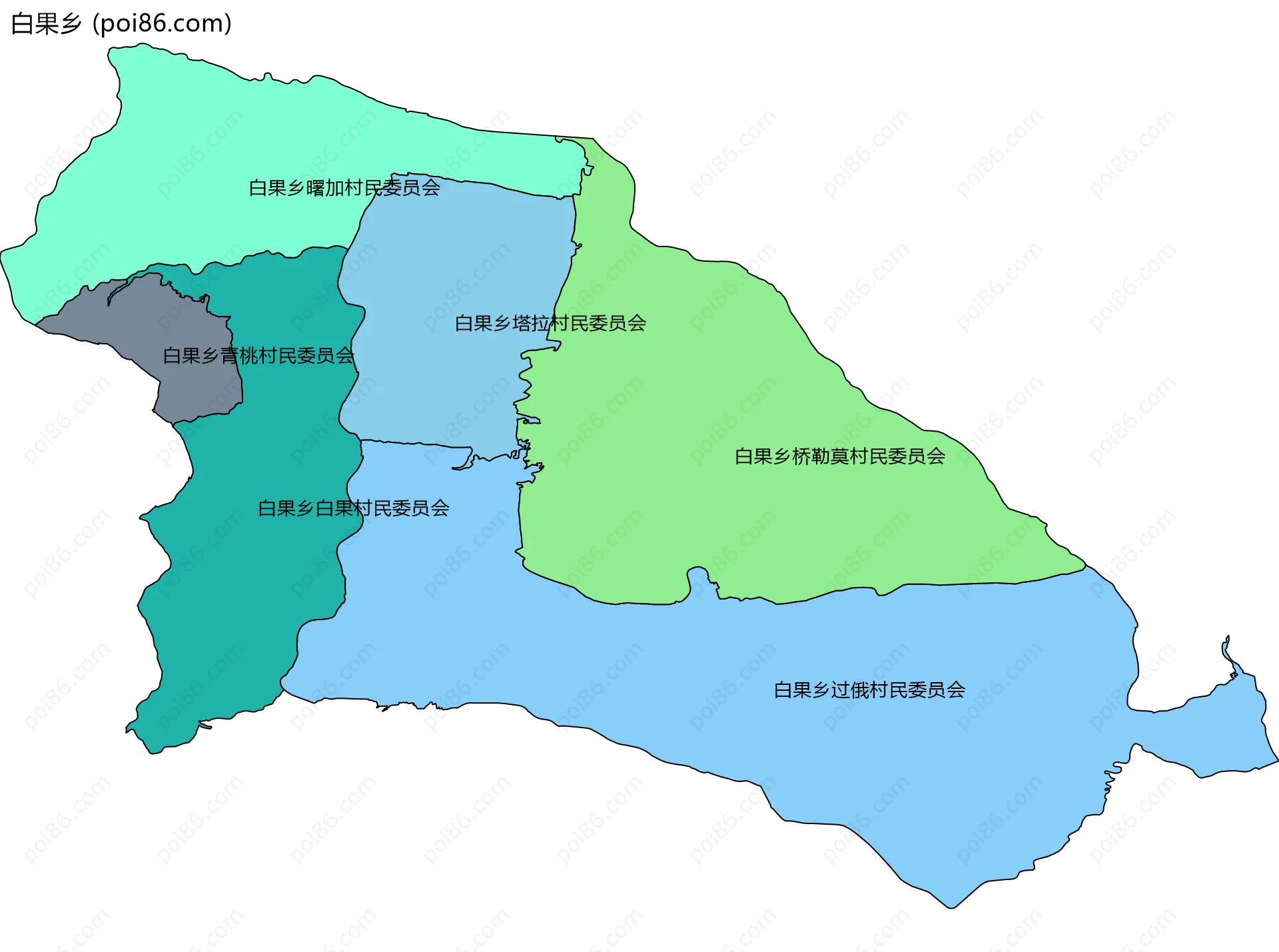 白果乡边界地图(五级行政区划)