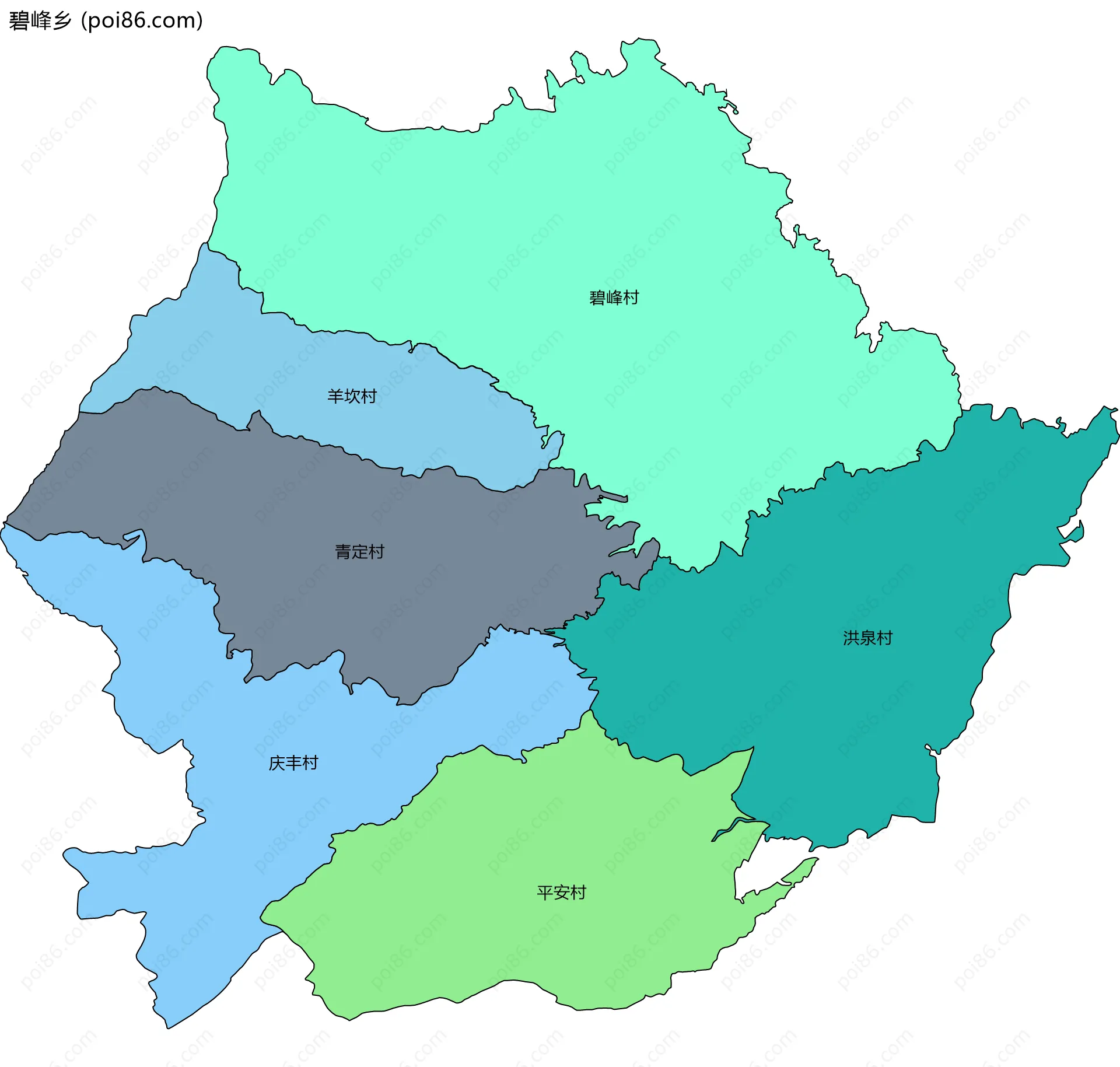 碧峰乡边界地图(五级行政区划)