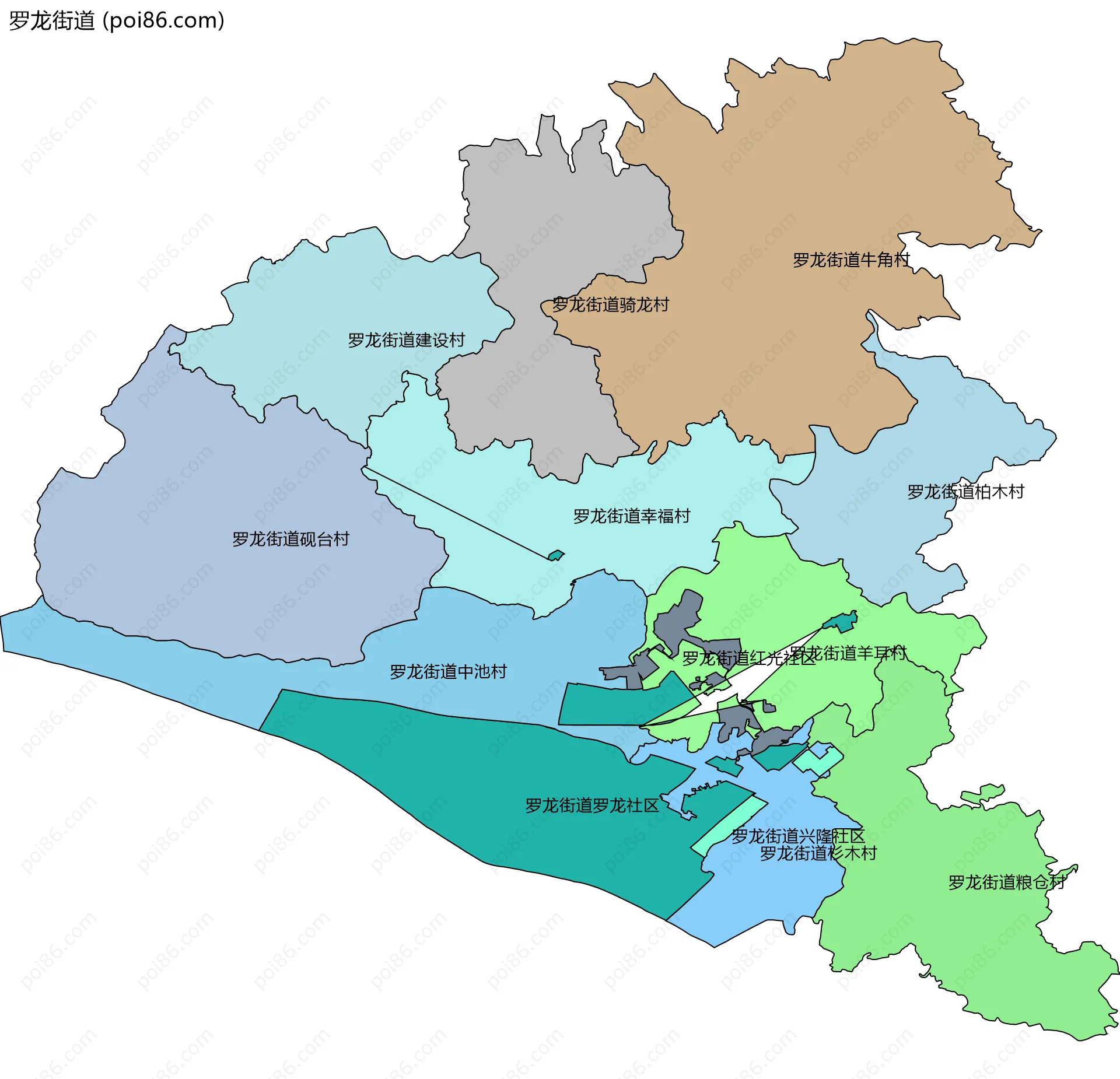罗龙街道边界地图(五级行政区划)