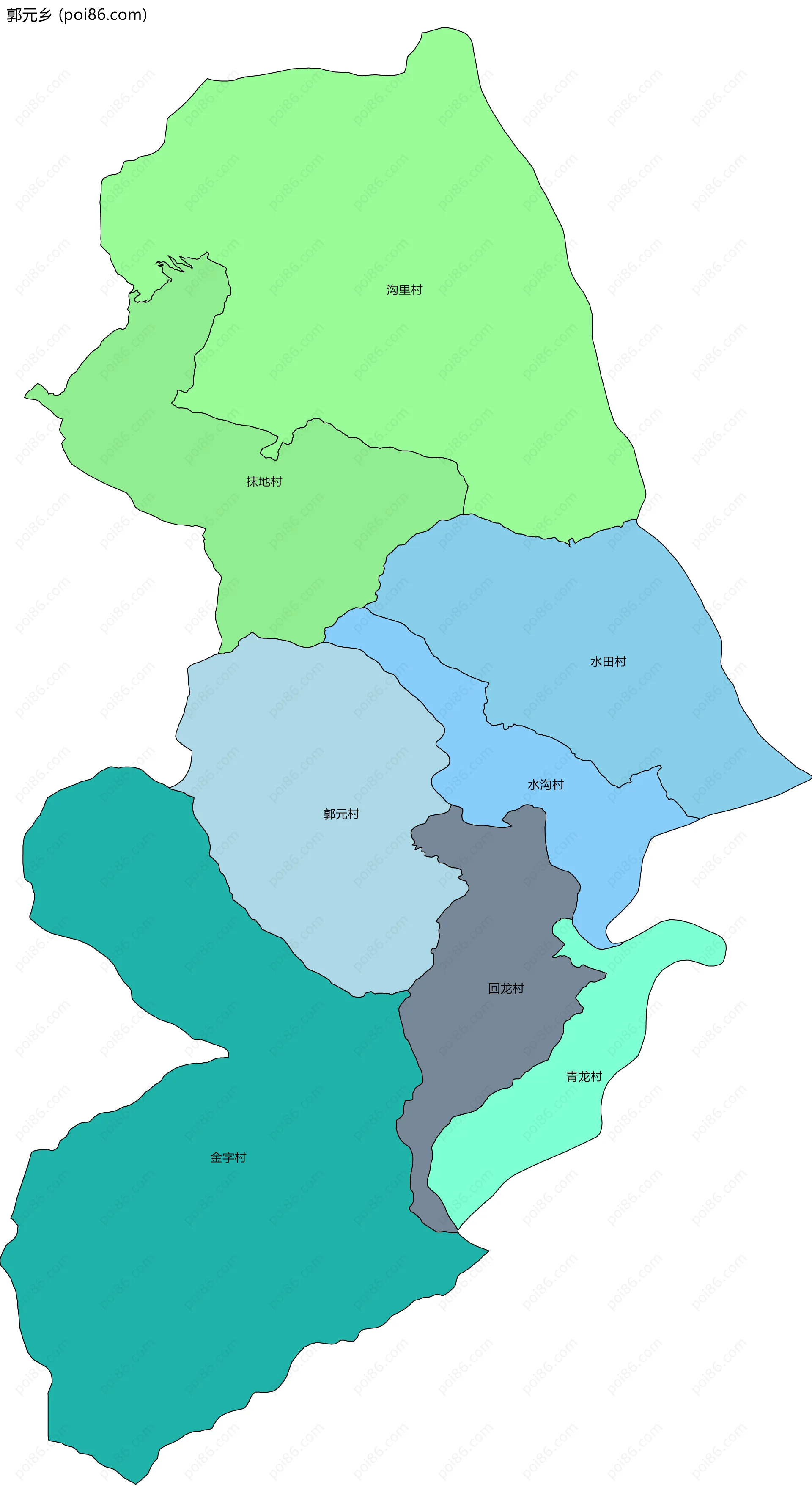 郭元乡边界地图(五级行政区划)