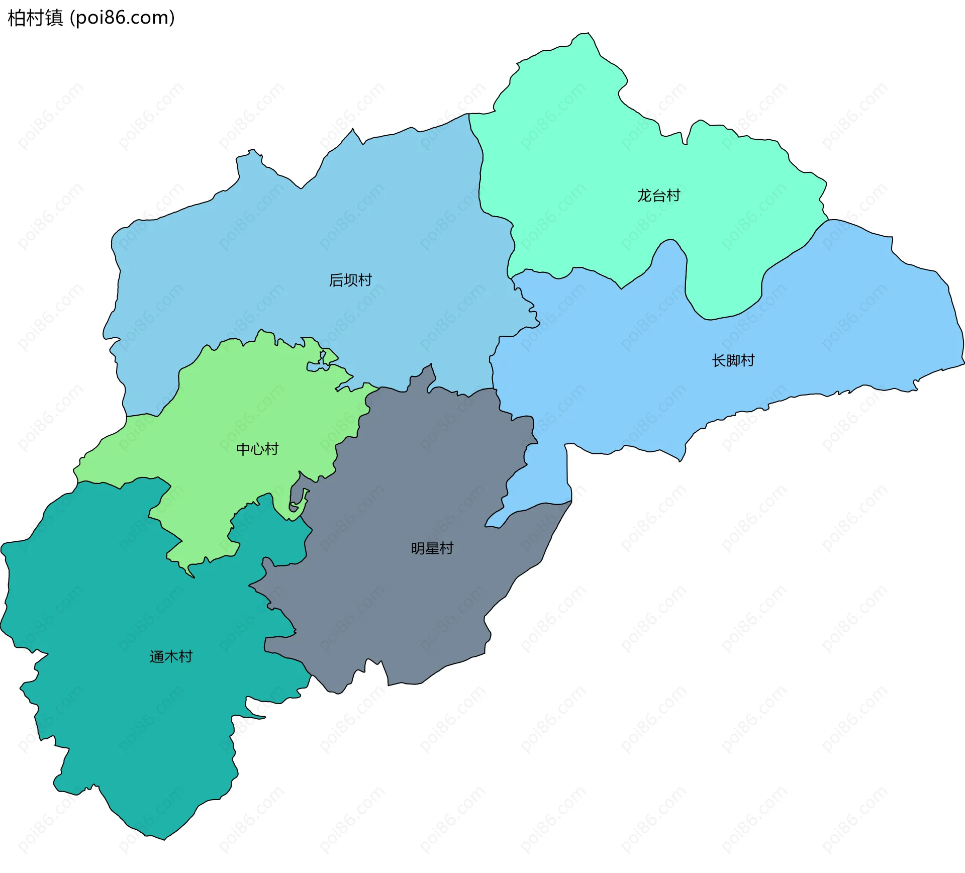 柏村镇边界地图(五级行政区划)