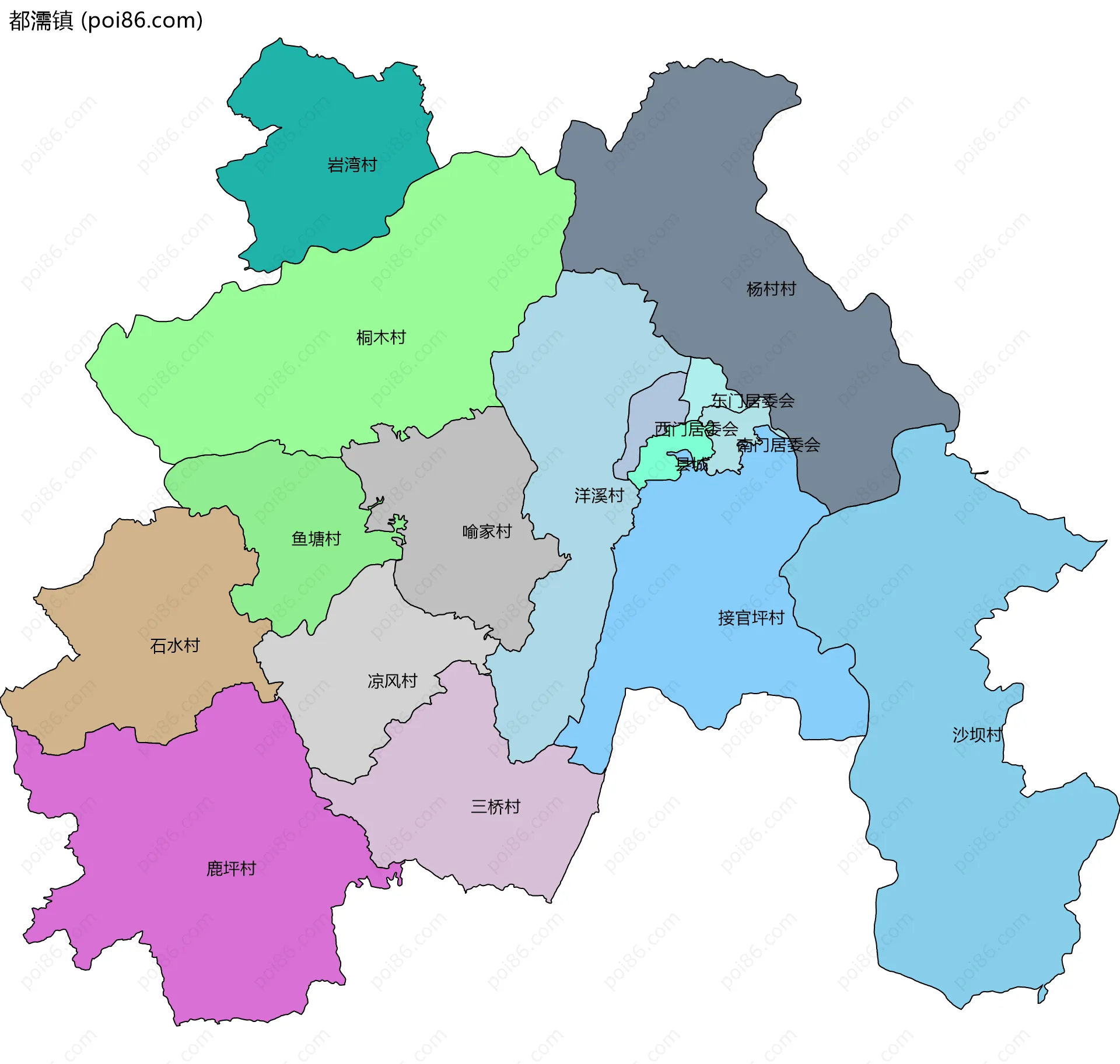 都濡镇边界地图(五级行政区划)