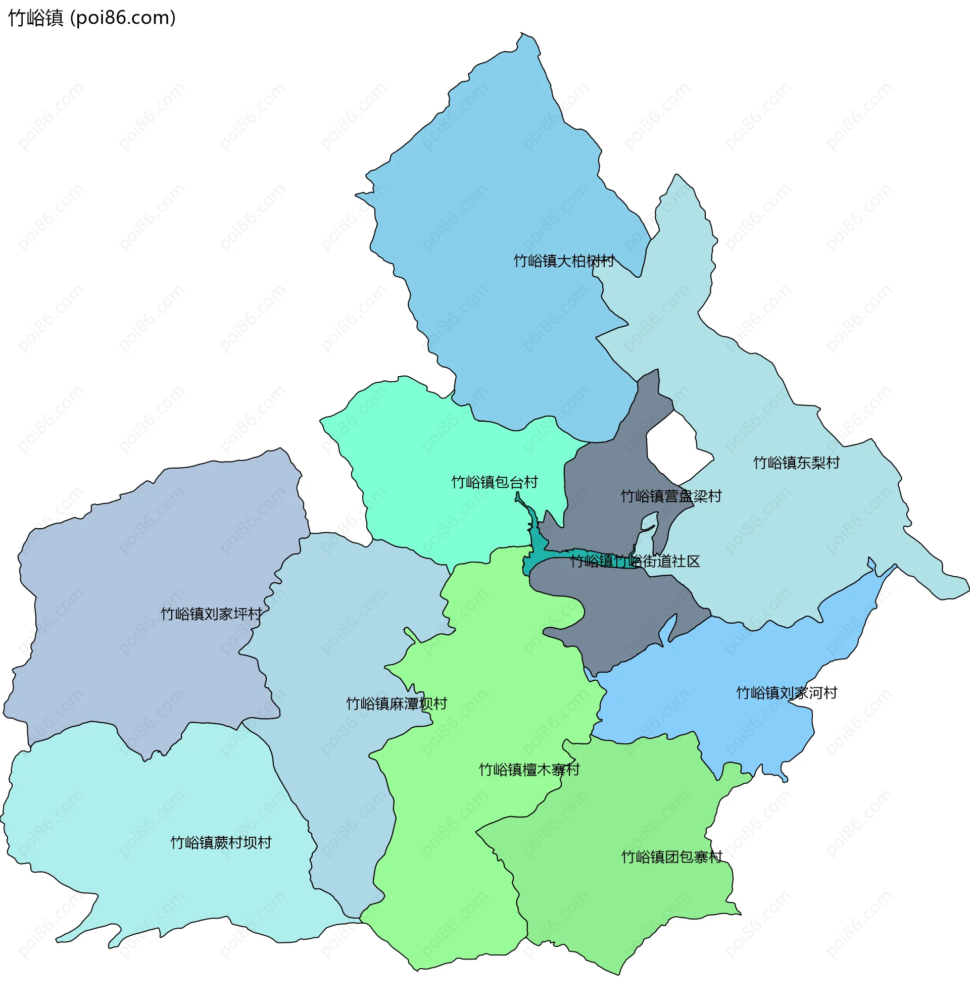 竹峪镇边界地图(五级行政区划)