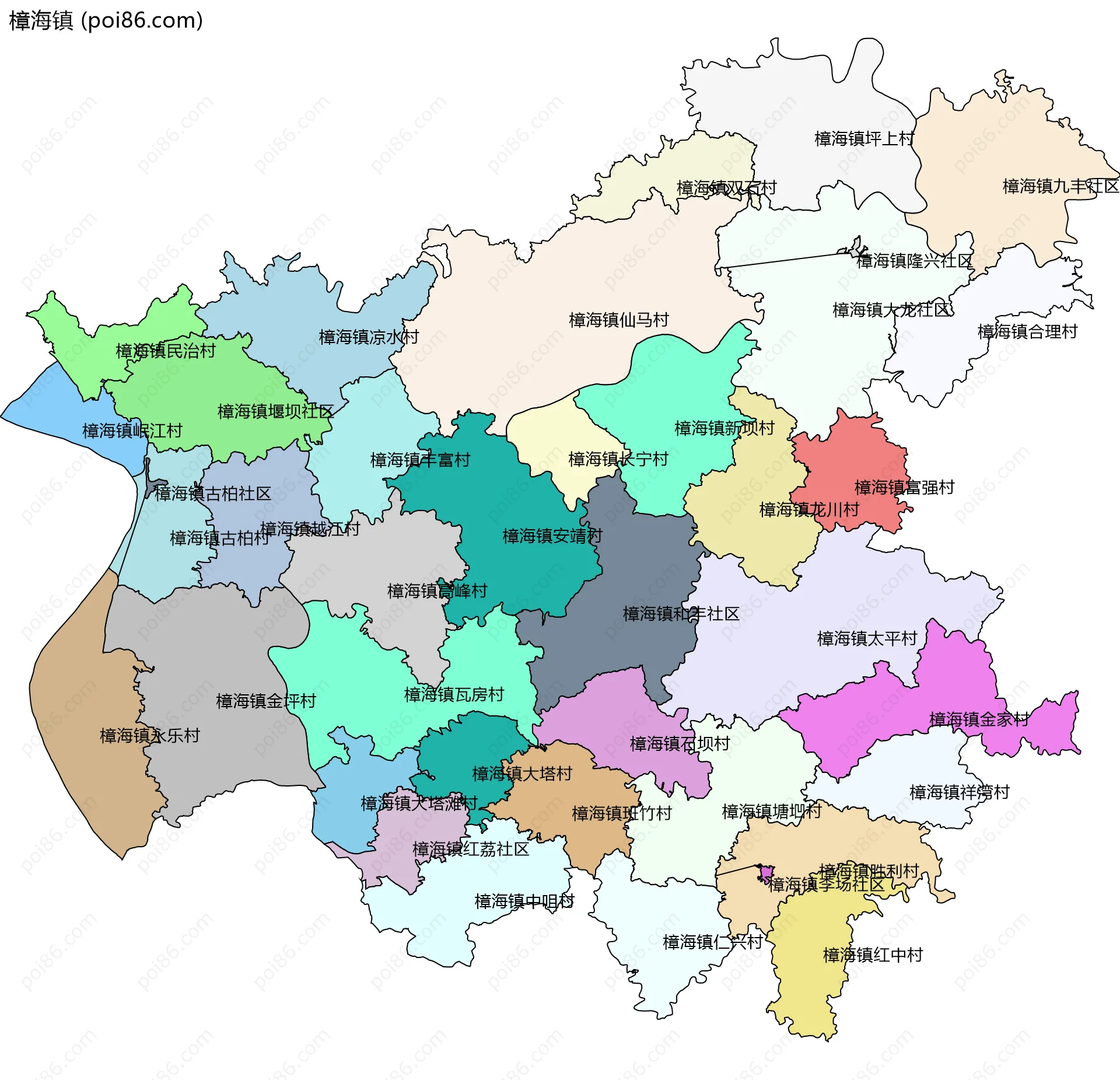 樟海镇边界地图(五级行政区划)