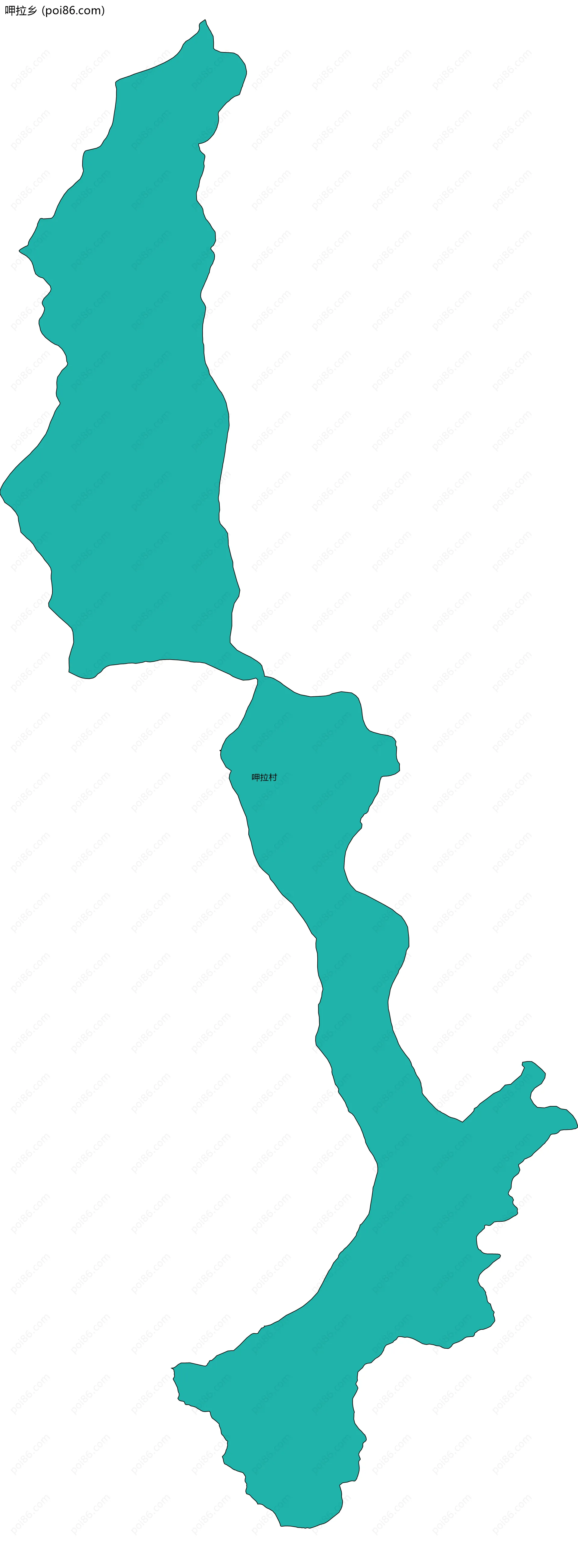 呷拉乡边界地图(五级行政区划)