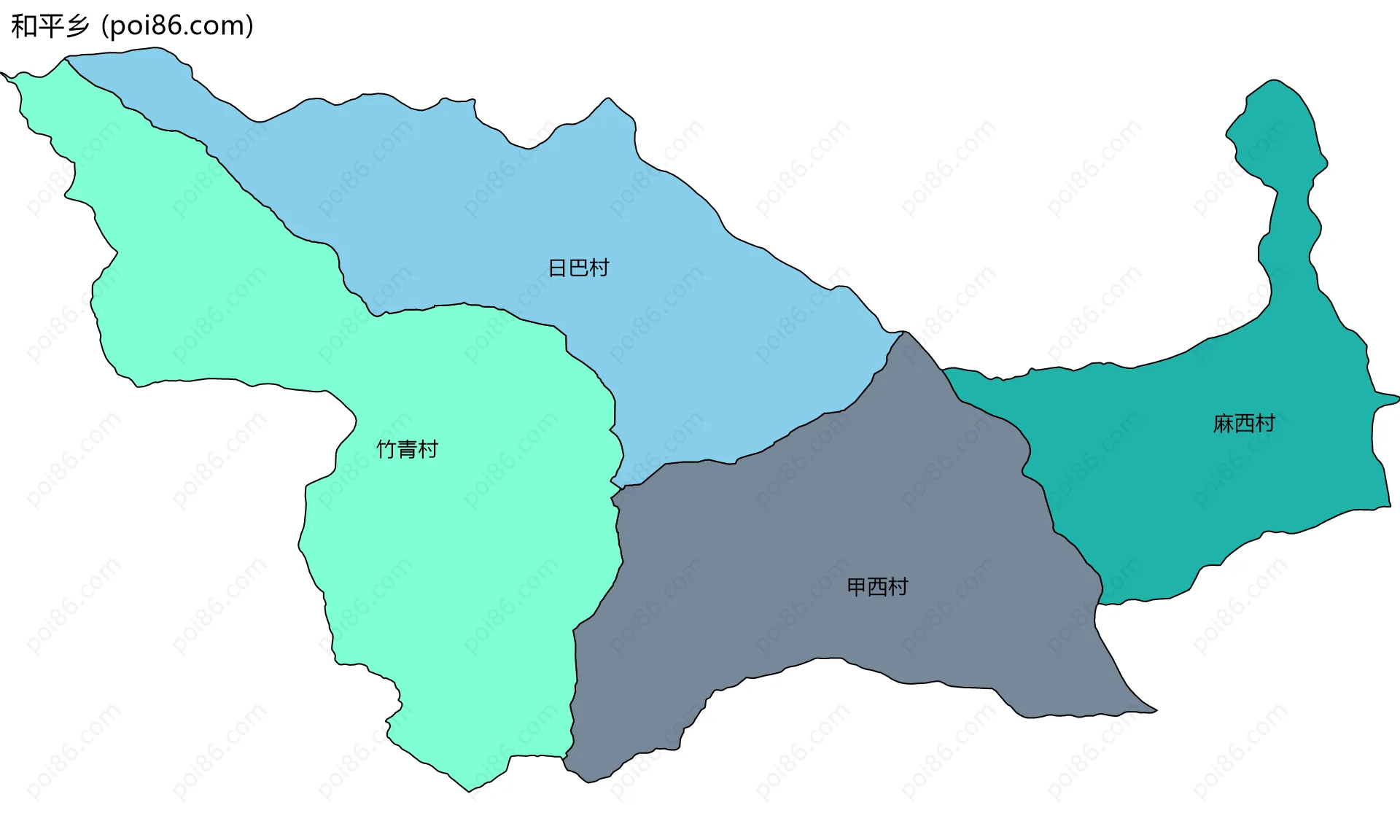 和平乡边界地图(五级行政区划)