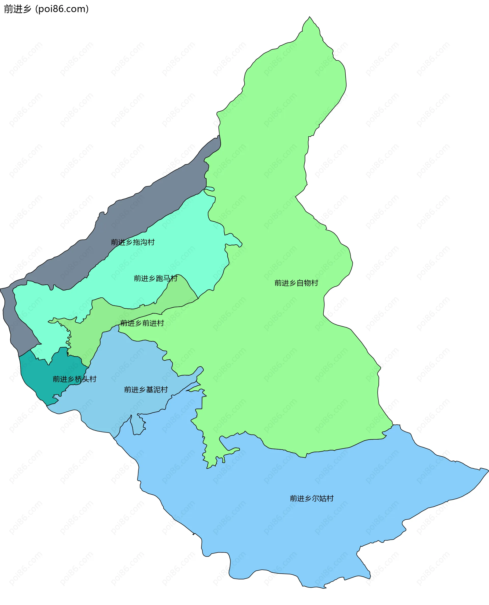 前进乡边界地图(五级行政区划)