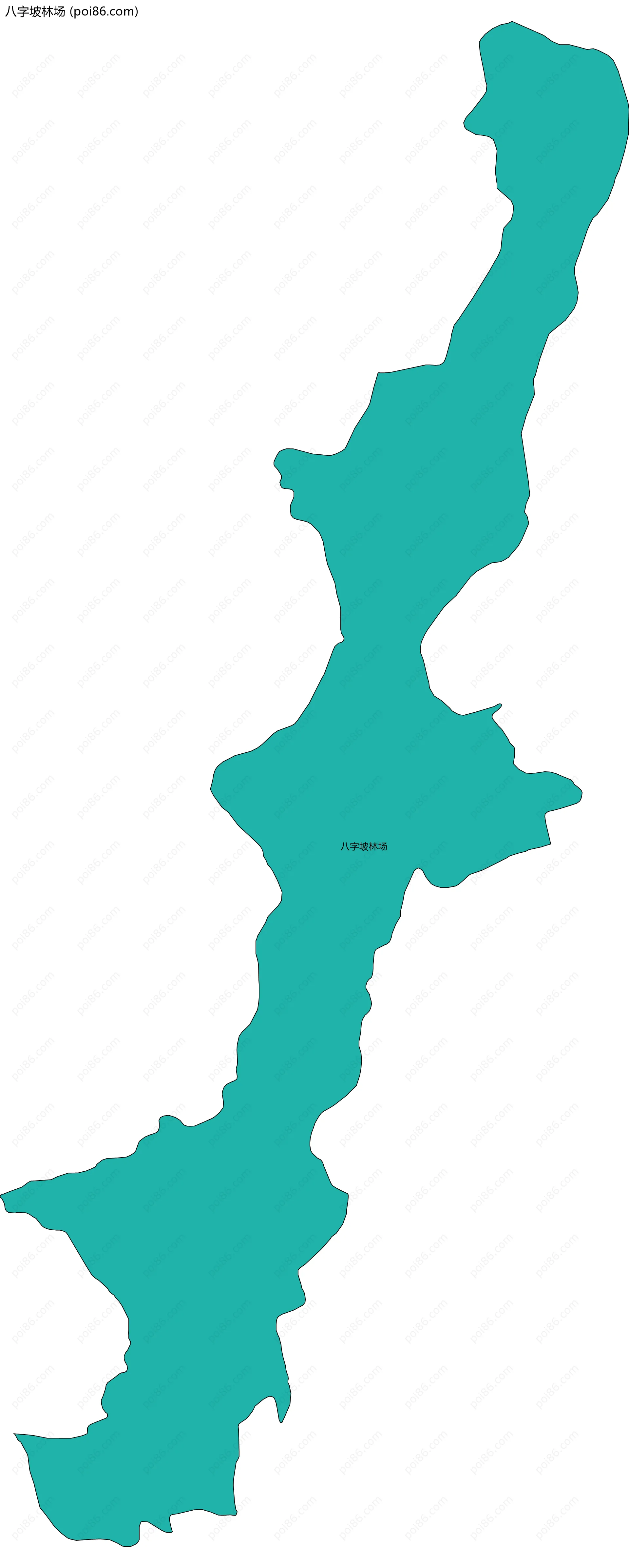 八字坡林场边界地图(五级行政区划)