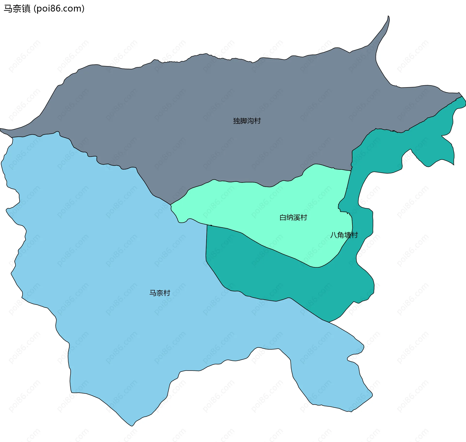 马奈镇边界地图(五级行政区划)