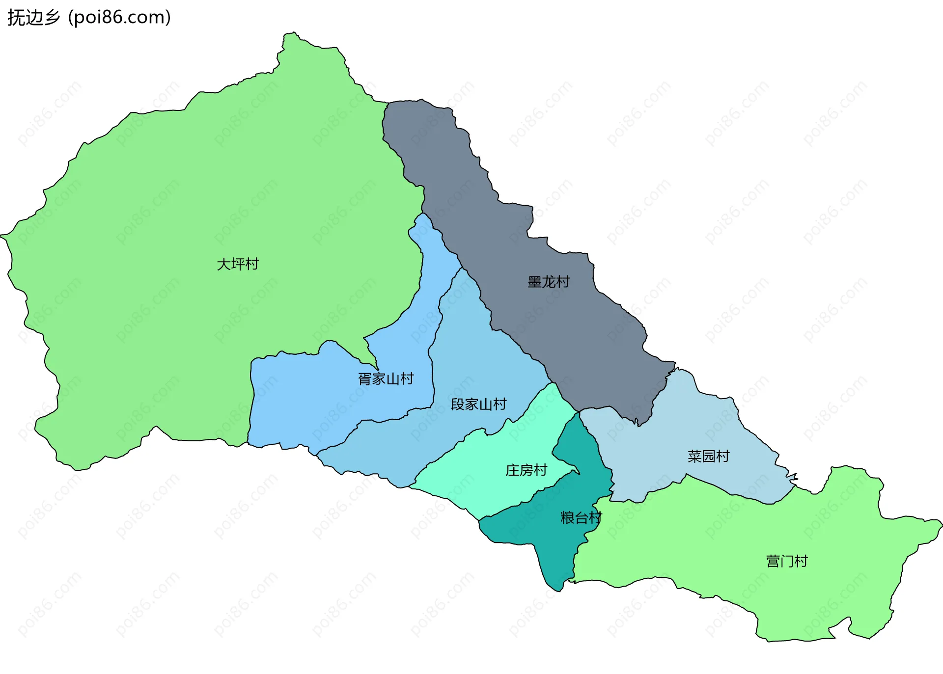 抚边乡边界地图(五级行政区划)