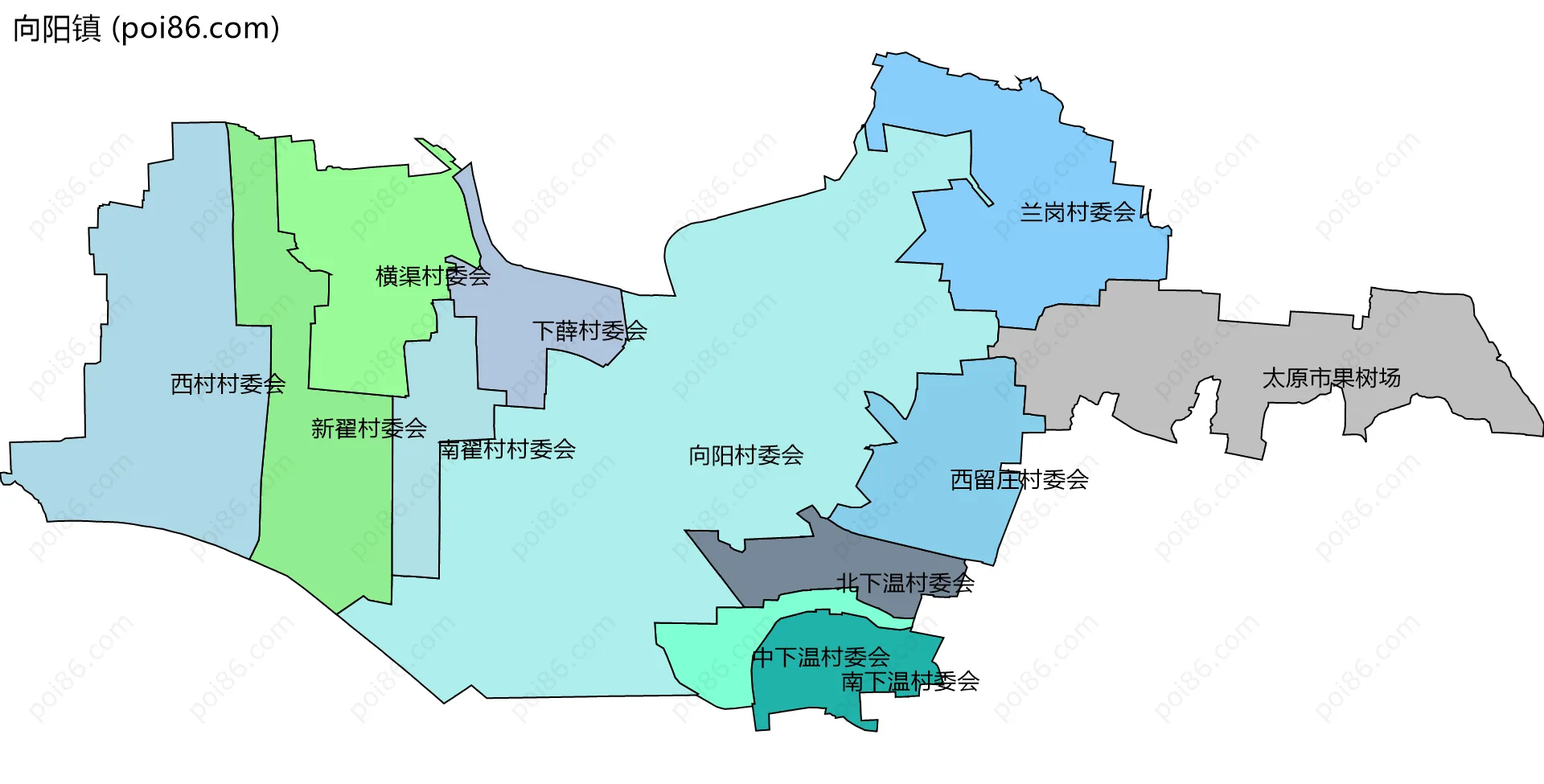 向阳镇边界地图(五级行政区划)