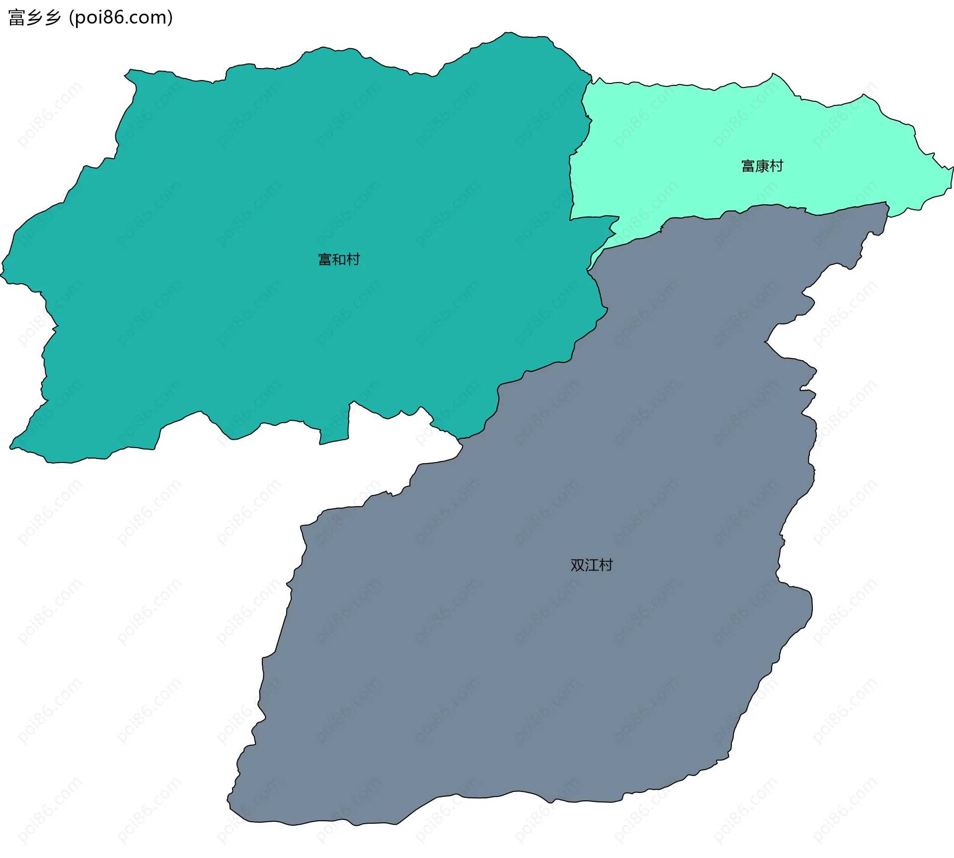 富乡乡边界地图(五级行政区划)