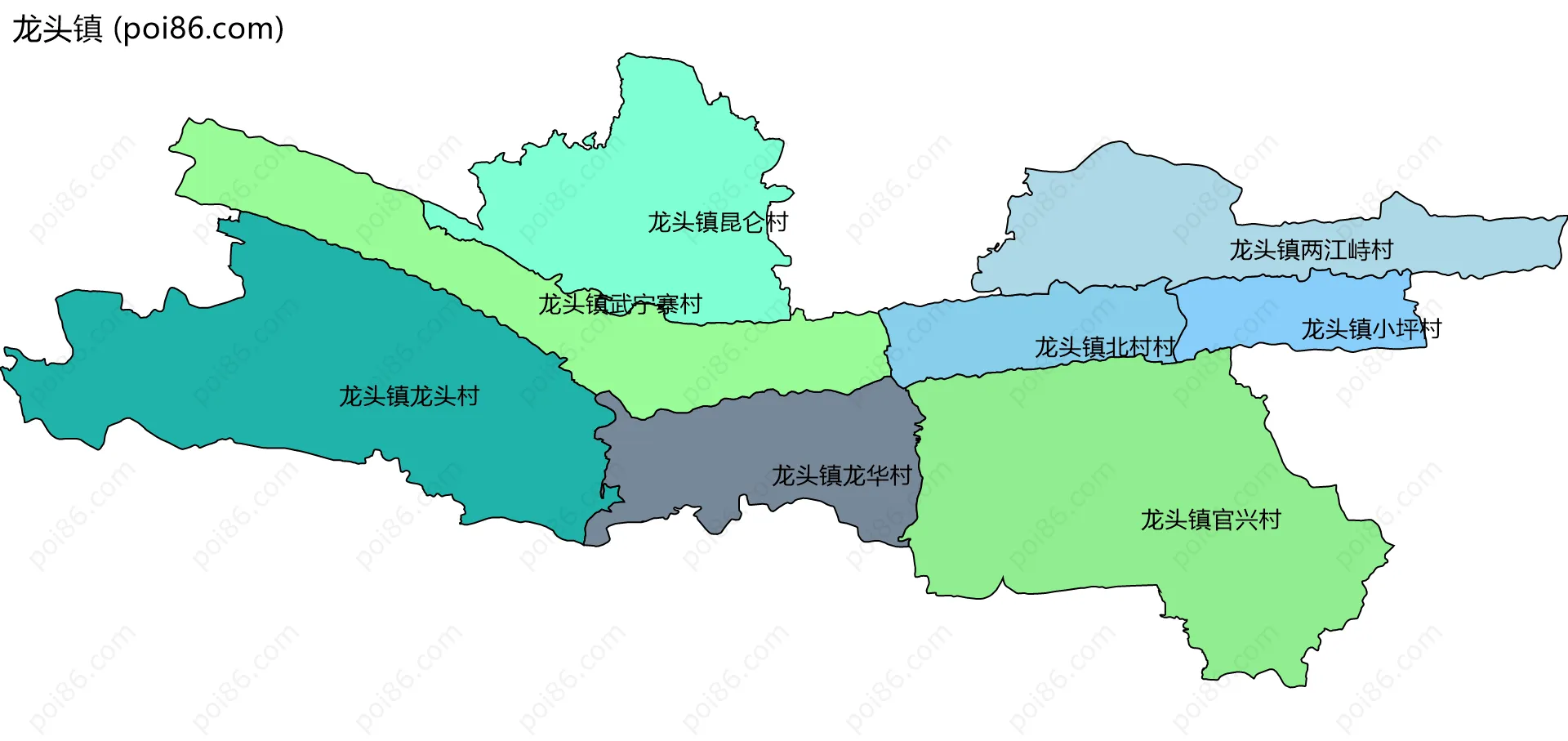 龙头镇边界地图(五级行政区划)