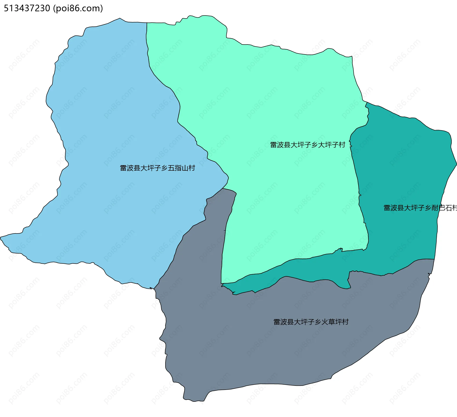 513437230边界地图(五级行政区划)