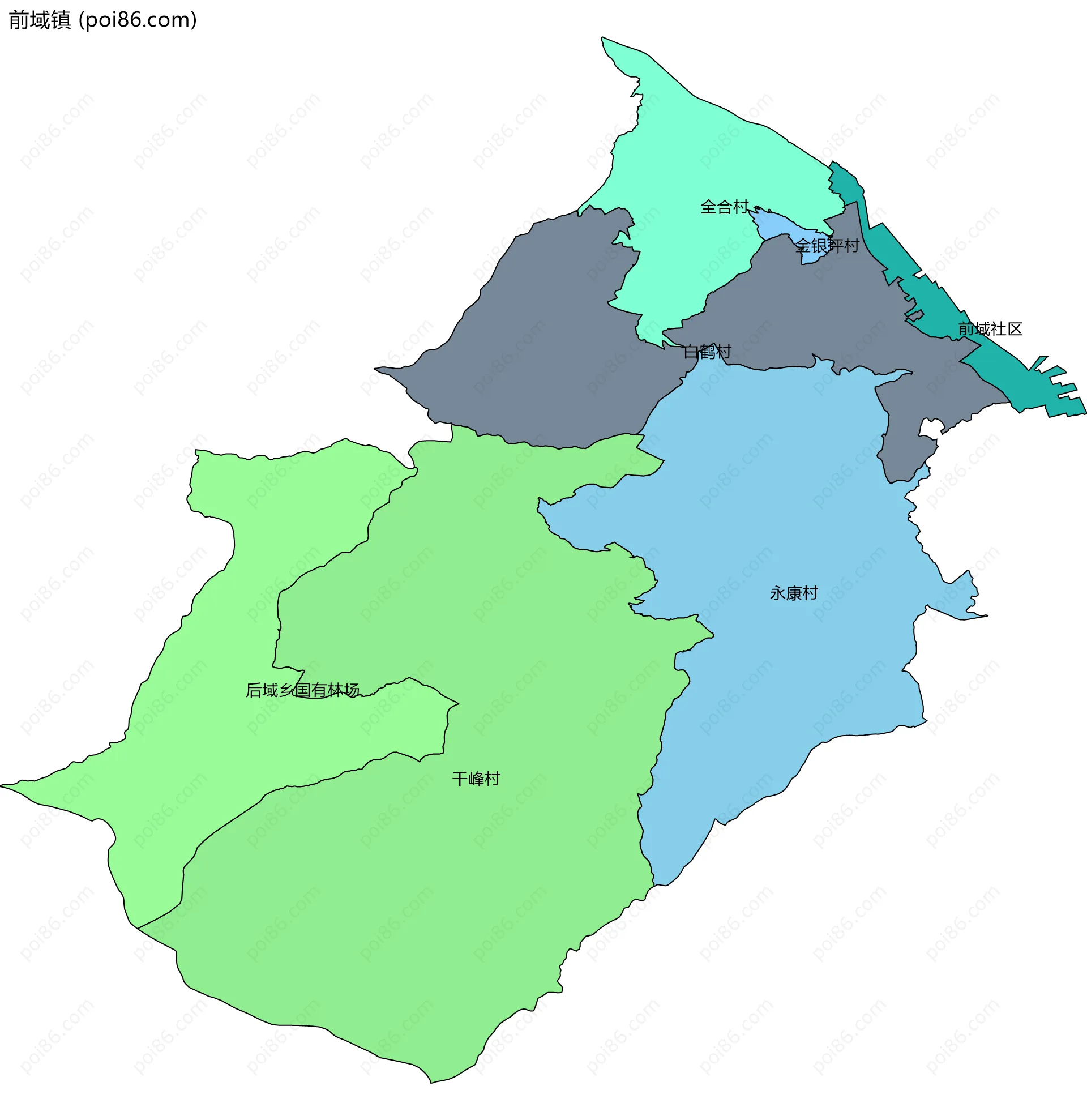 前域镇边界地图(五级行政区划)
