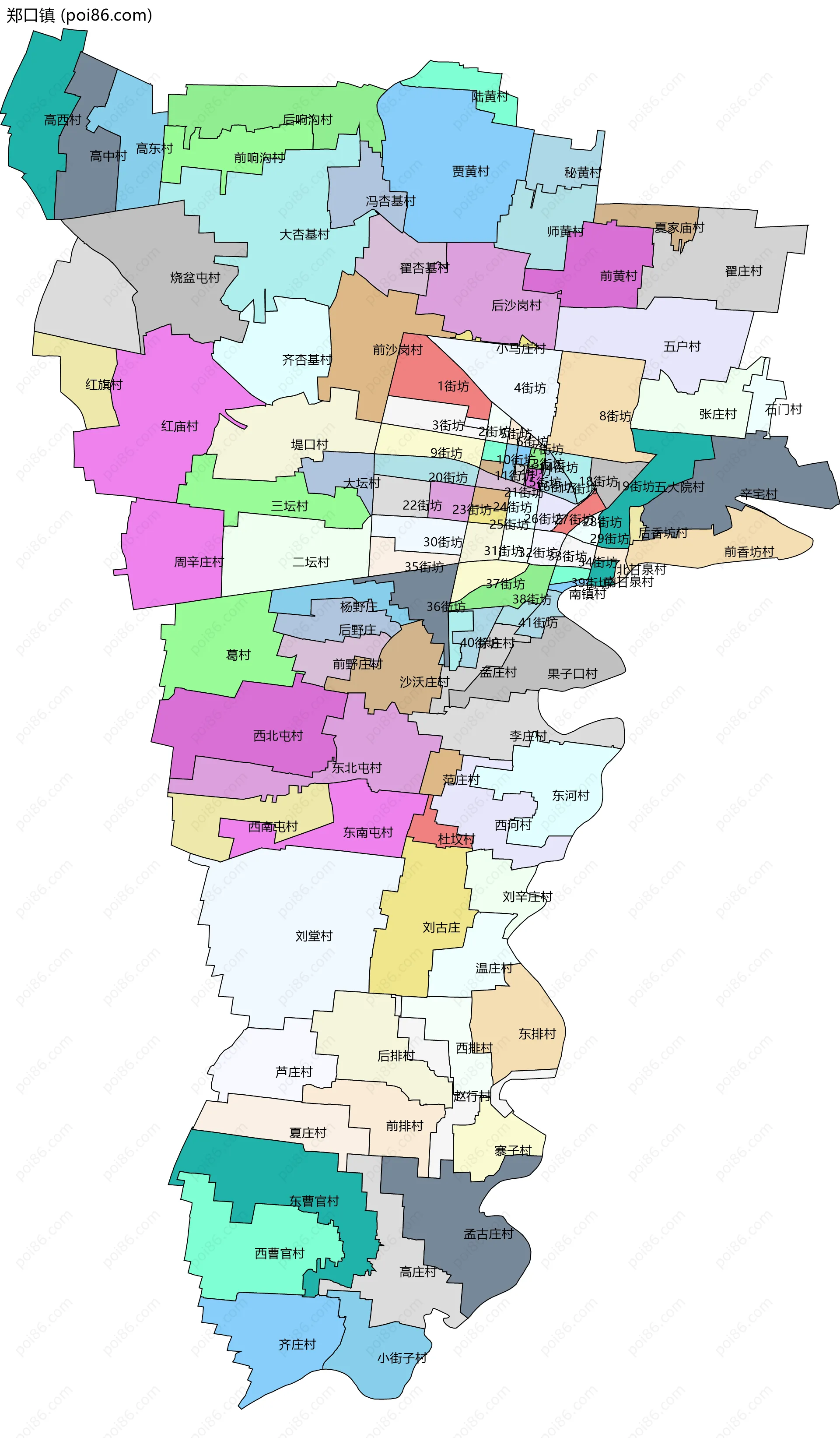 郑口镇边界地图(五级行政区划)