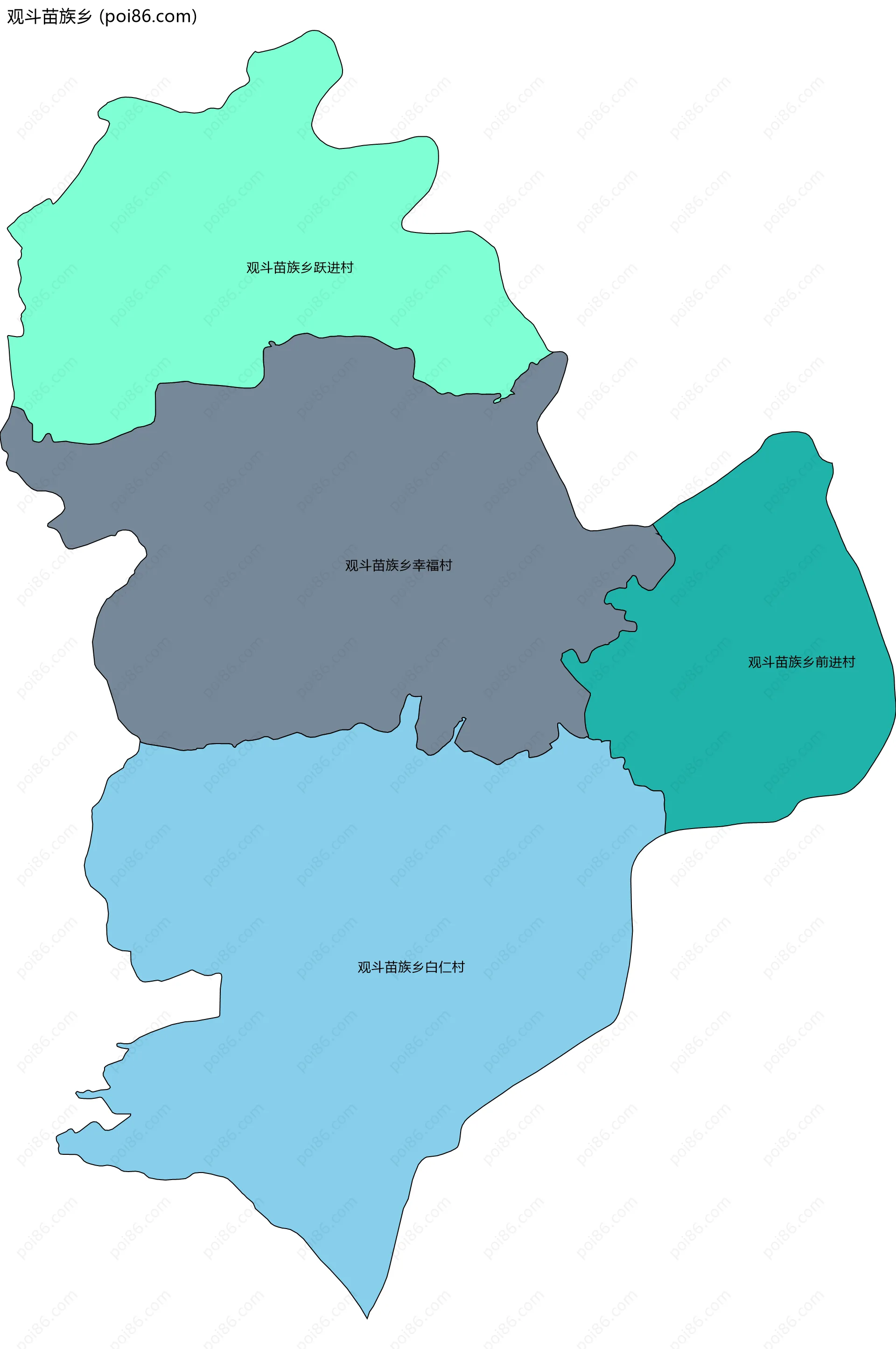 观斗苗族乡边界地图(五级行政区划)
