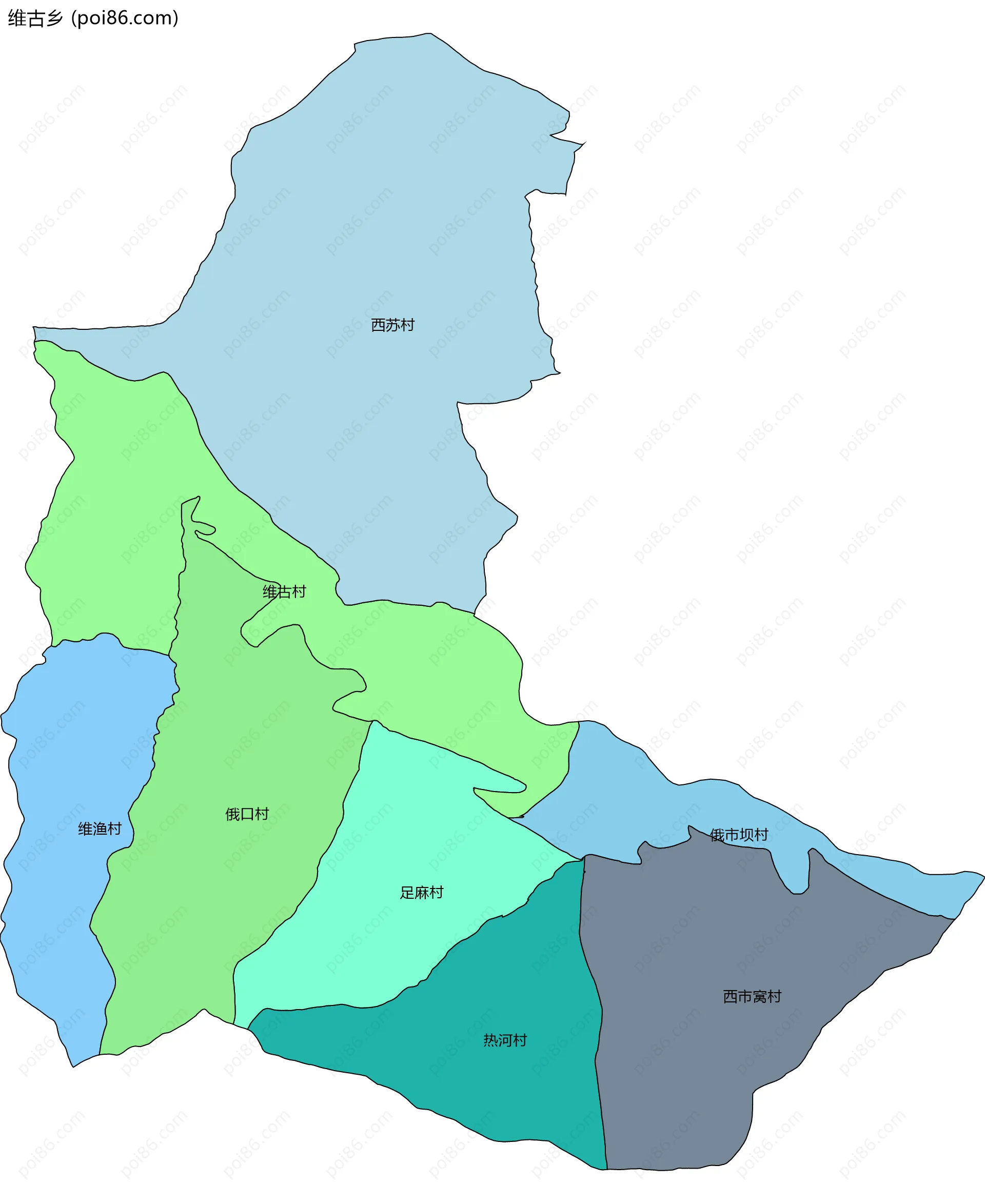 维古乡边界地图(五级行政区划)