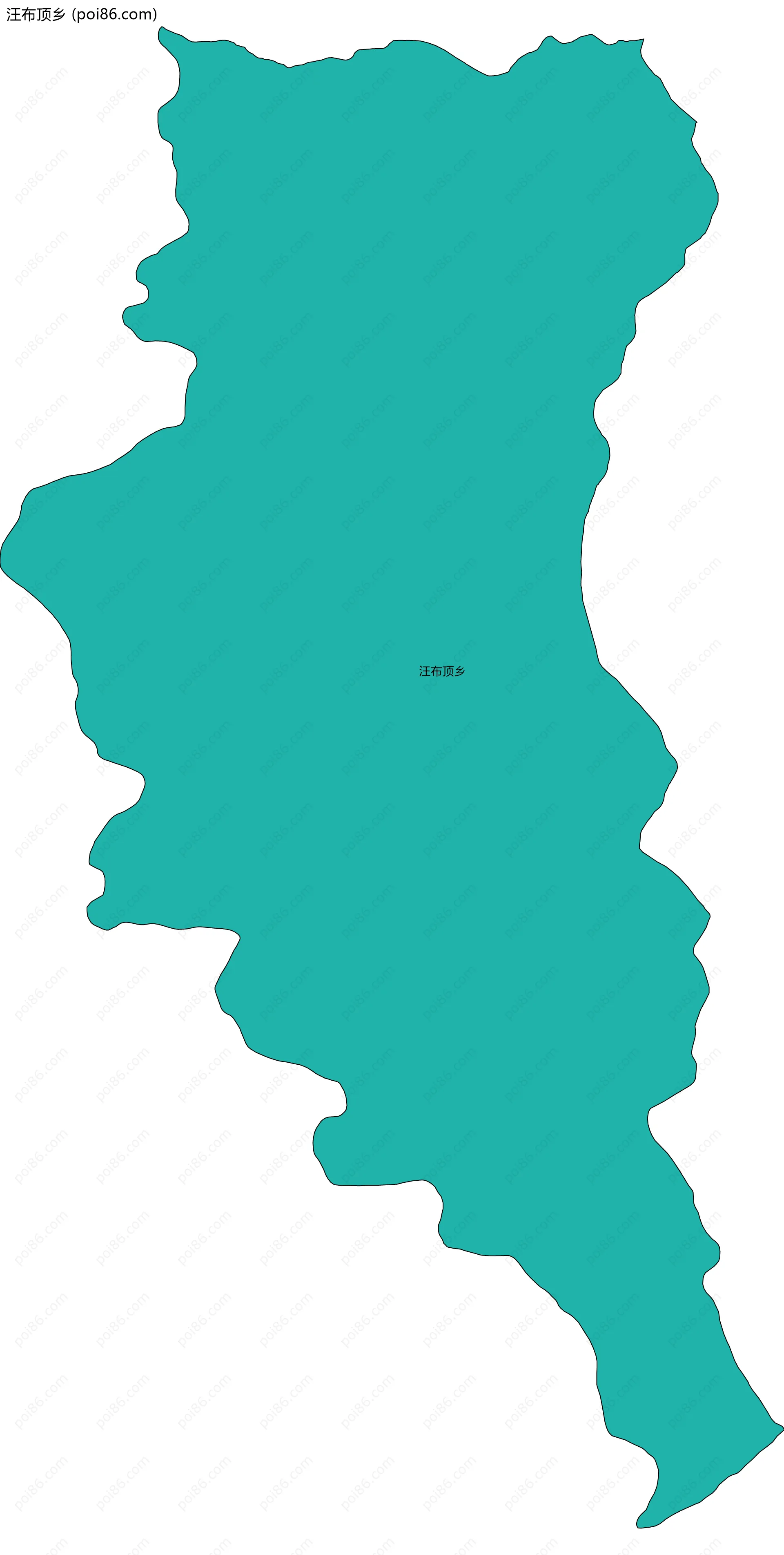 汪布顶乡边界地图(五级行政区划)