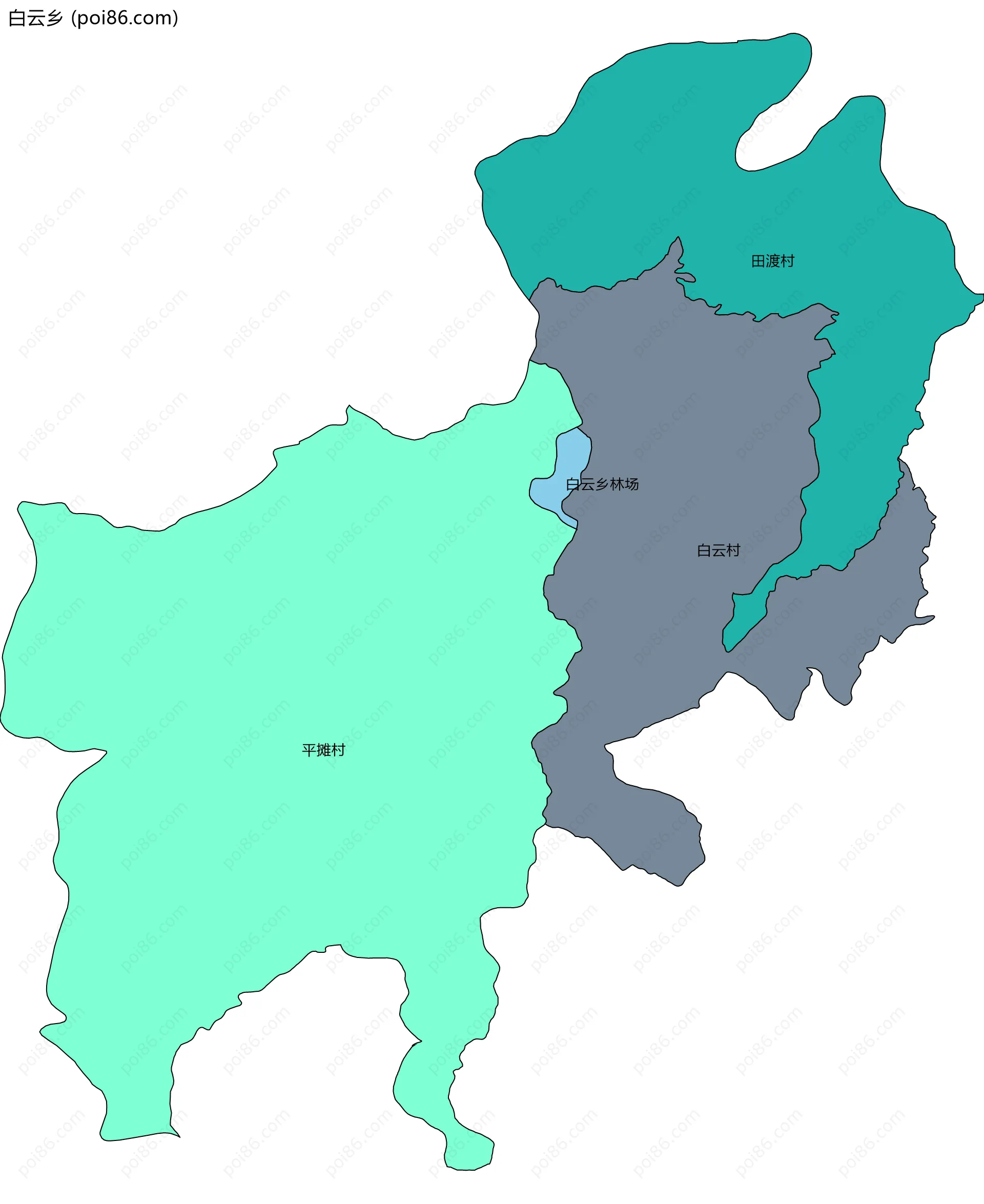 白云乡边界地图(五级行政区划)