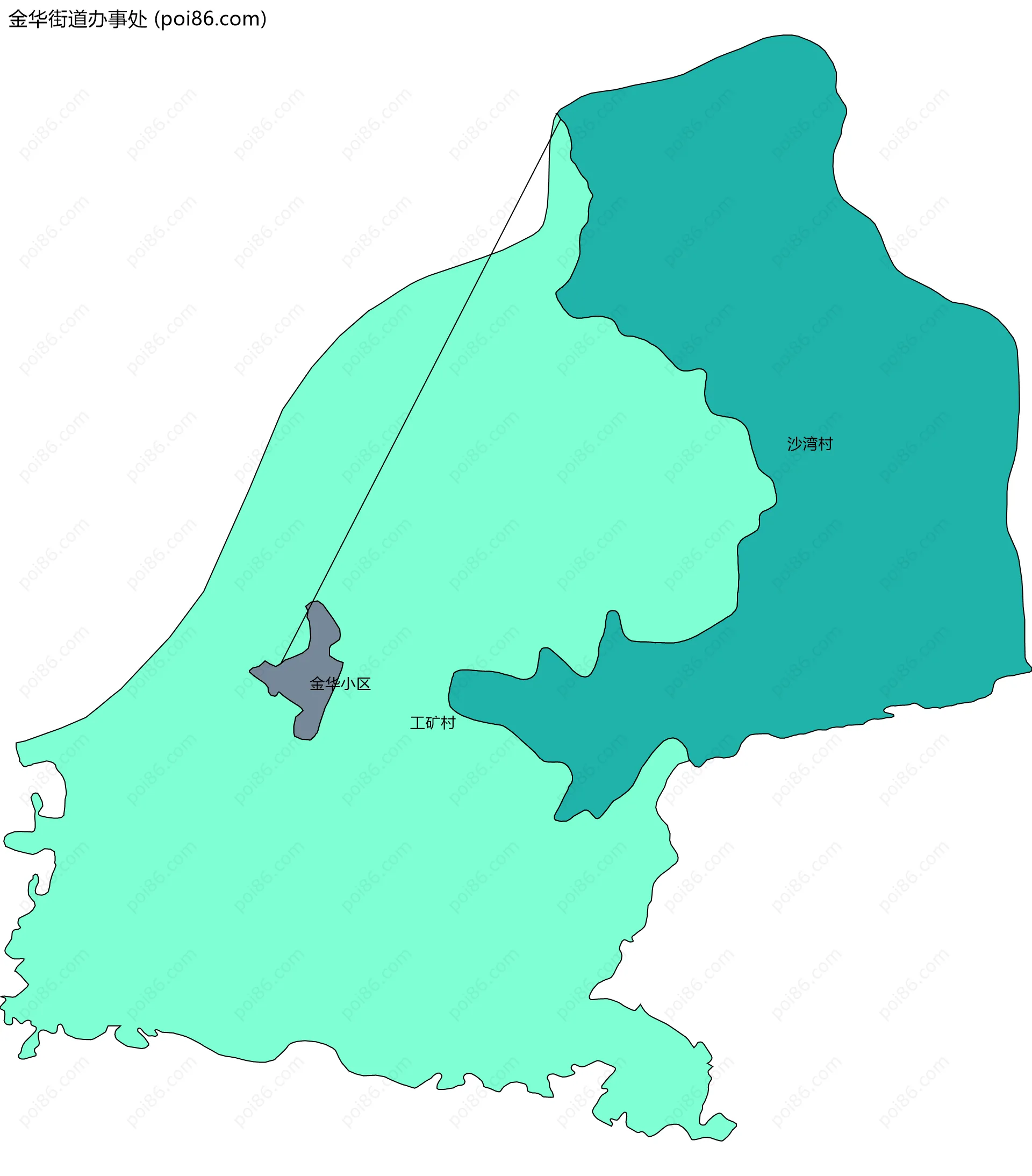 金华街道办事处边界地图(五级行政区划)
