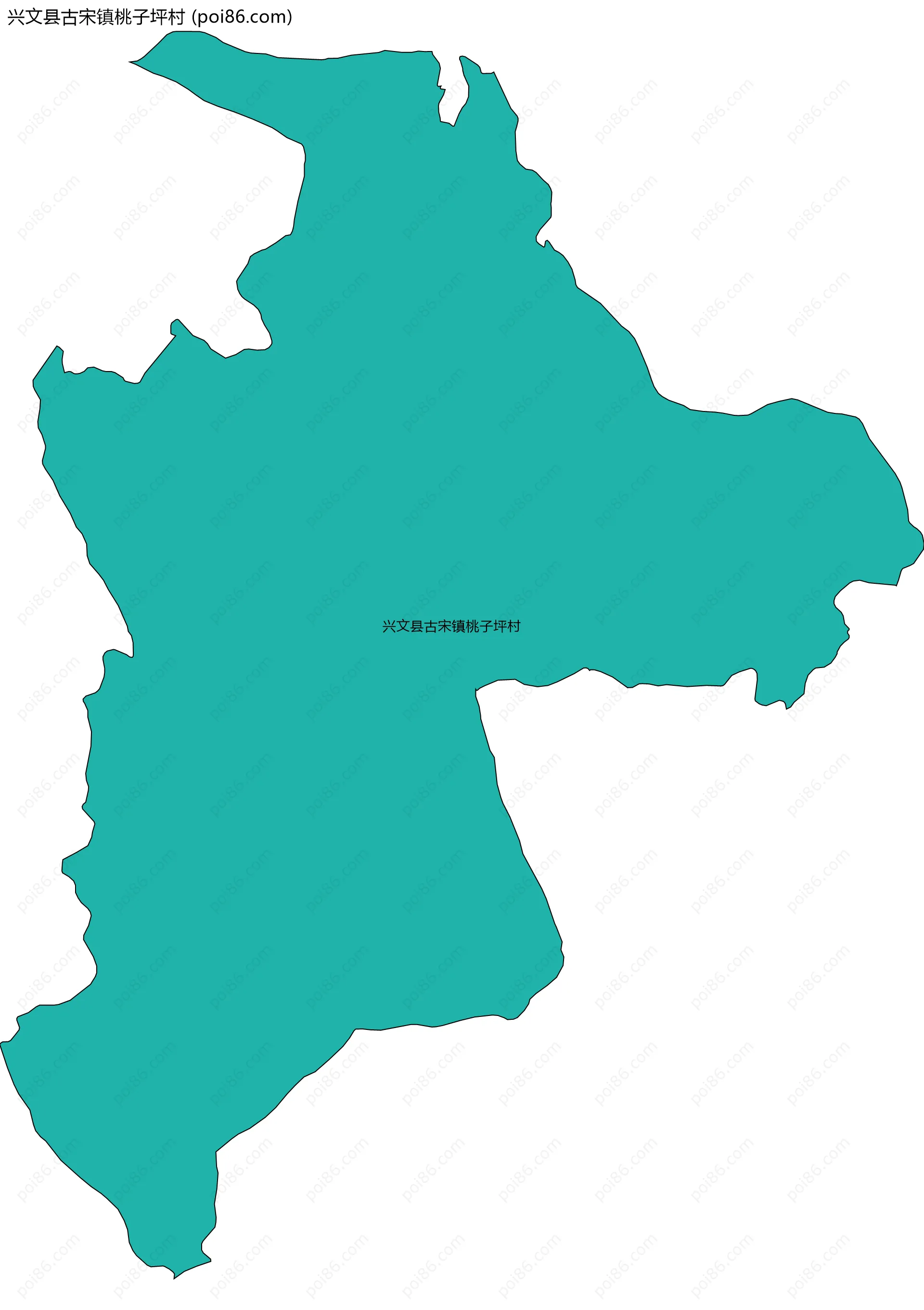 兴文县古宋镇桃子坪村边界地图