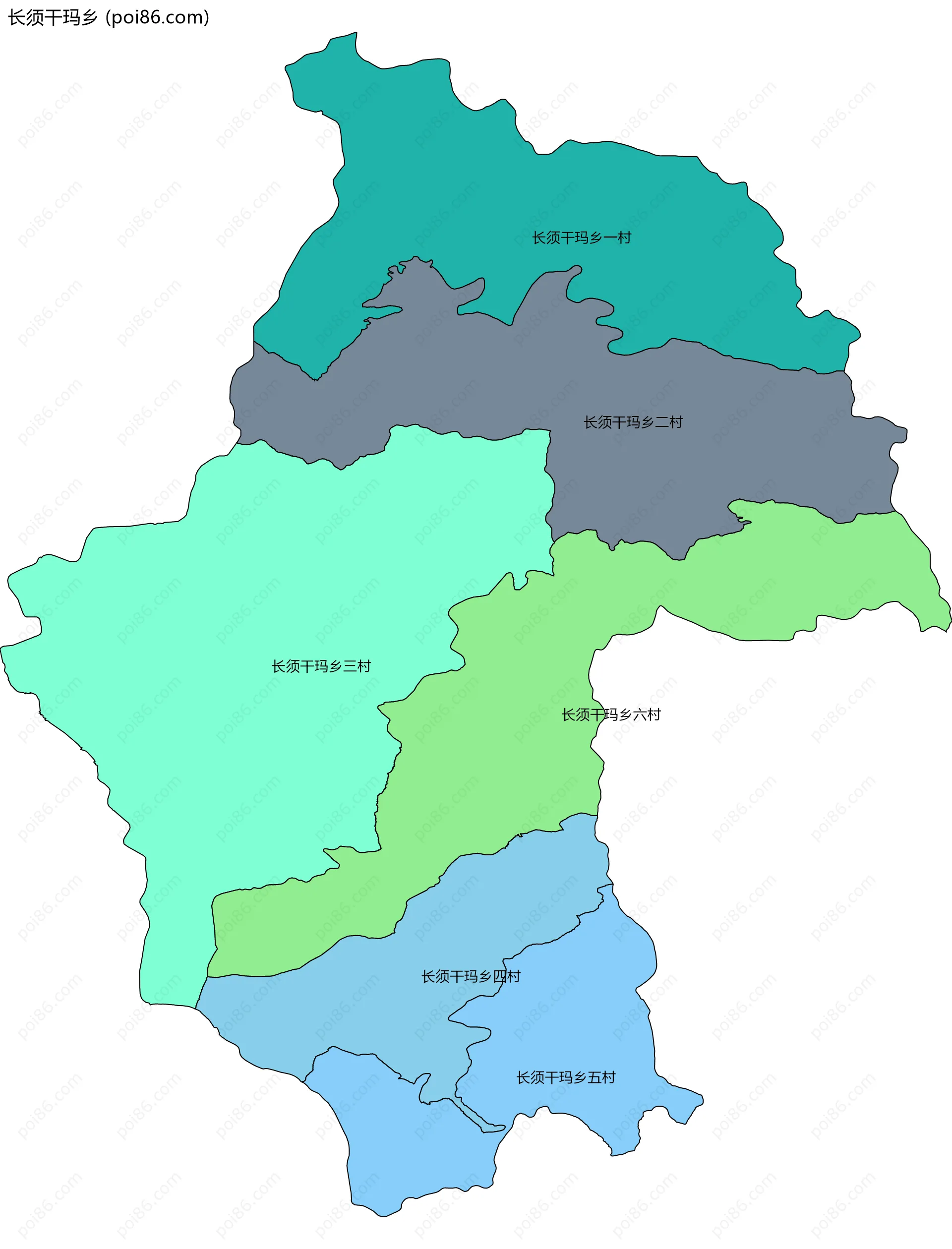 长须干玛乡边界地图(五级行政区划)