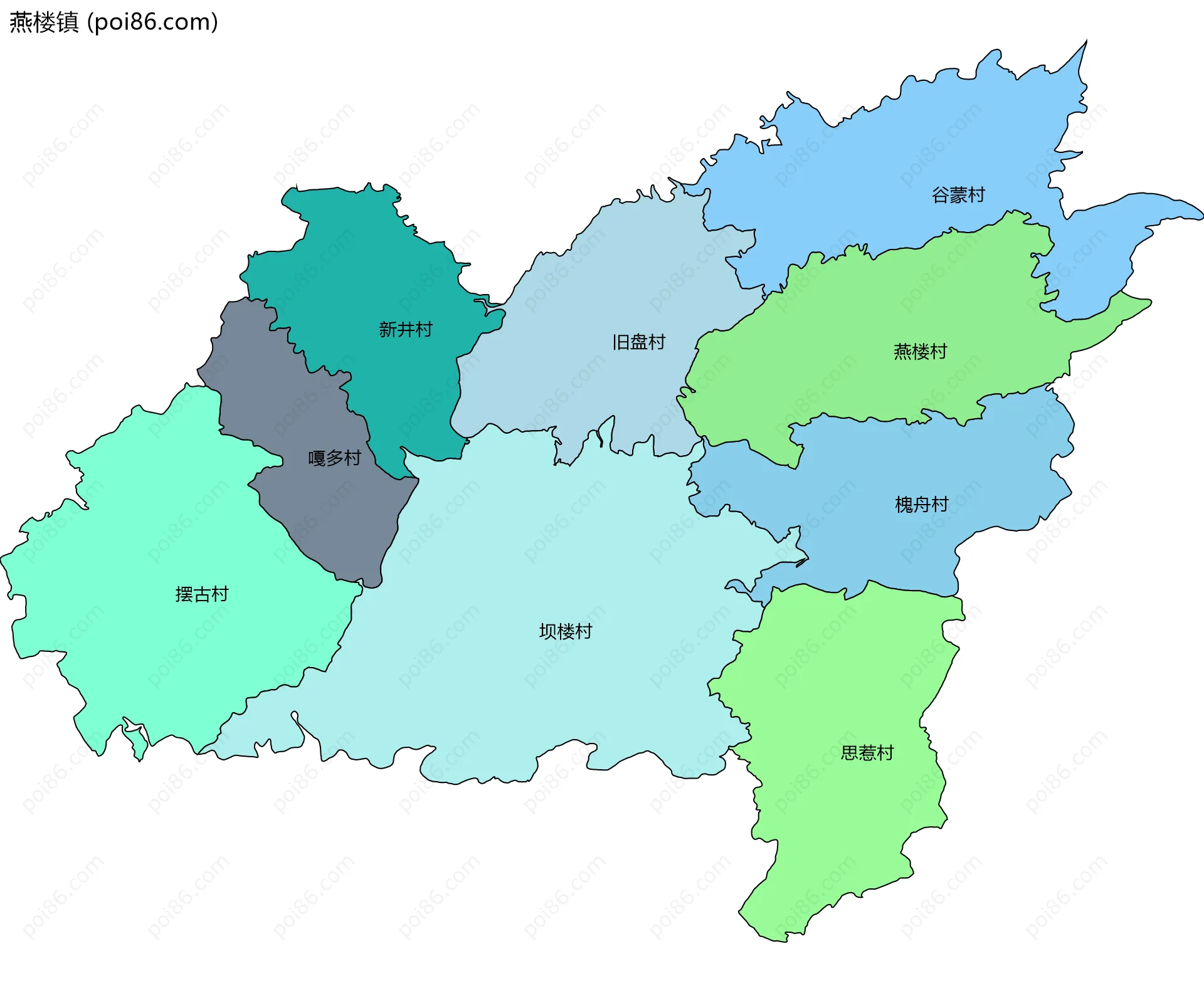 燕楼镇边界地图(五级行政区划)
