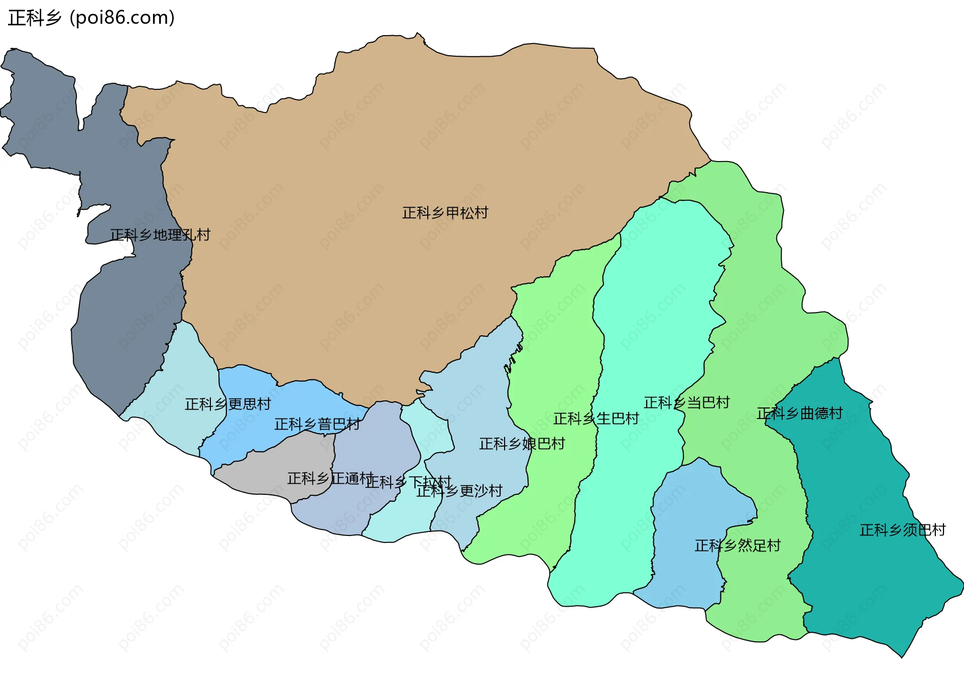 正科乡边界地图(五级行政区划)