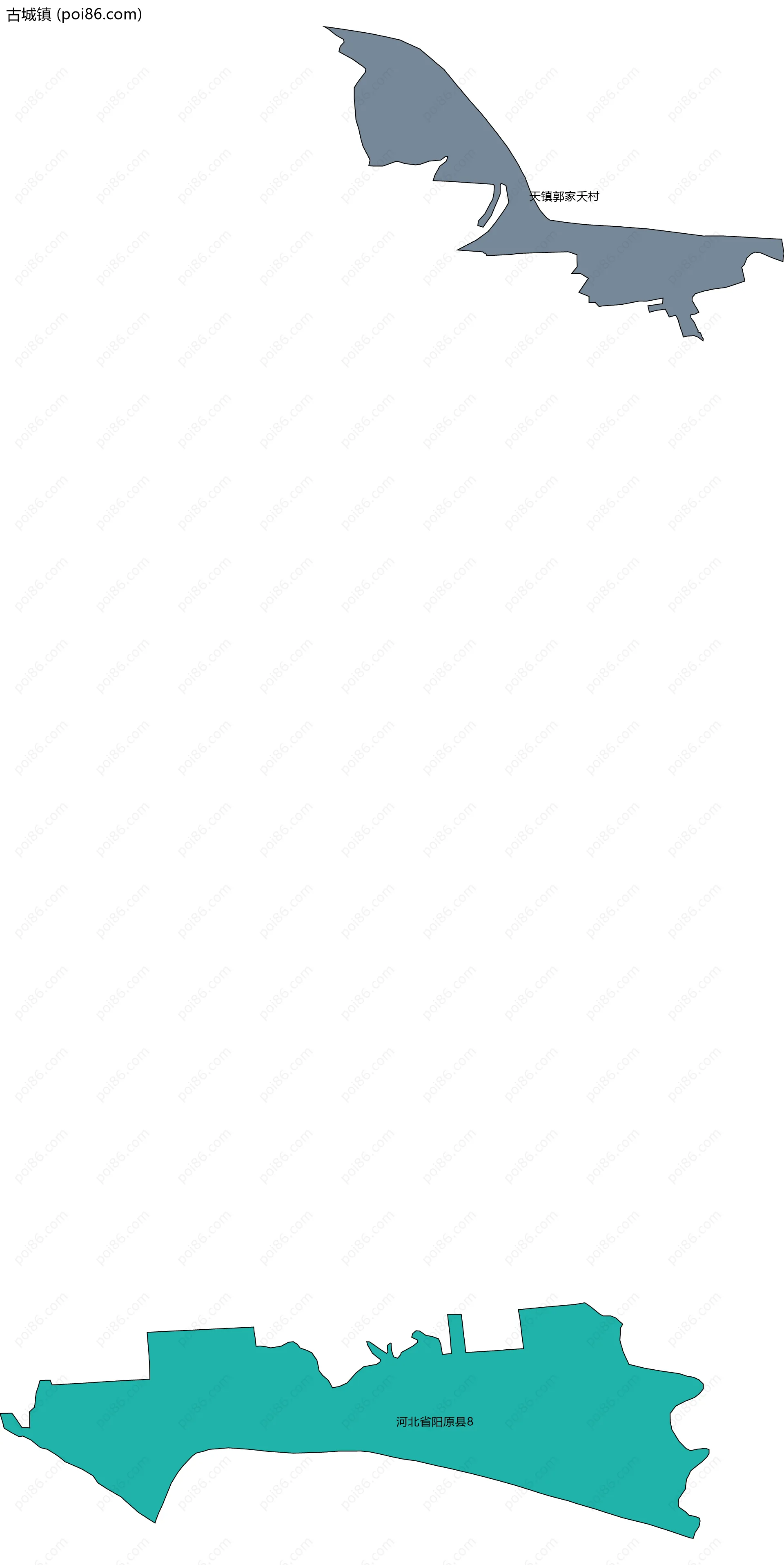 古城镇边界地图(五级行政区划)