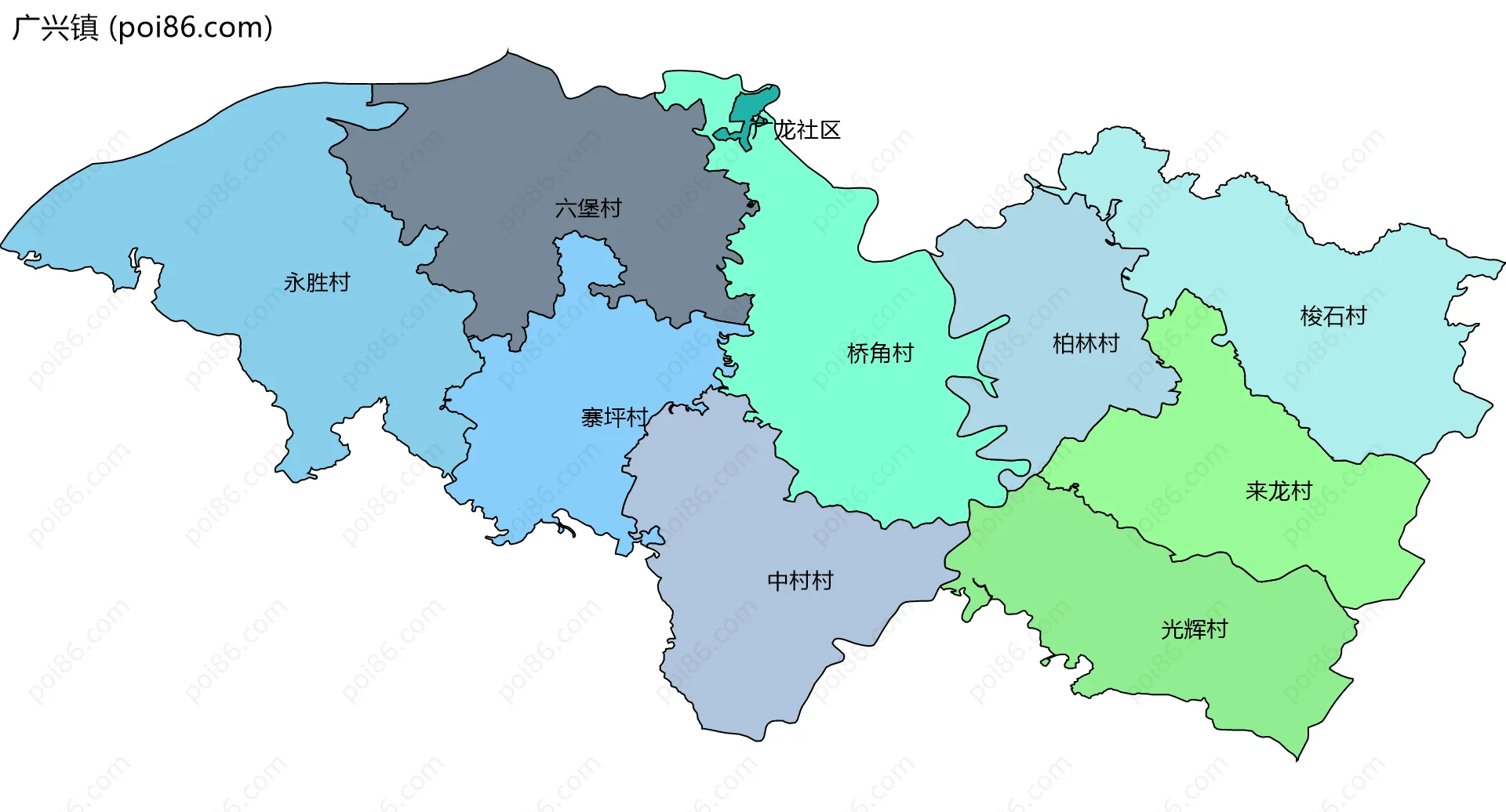 广兴镇边界地图(五级行政区划)