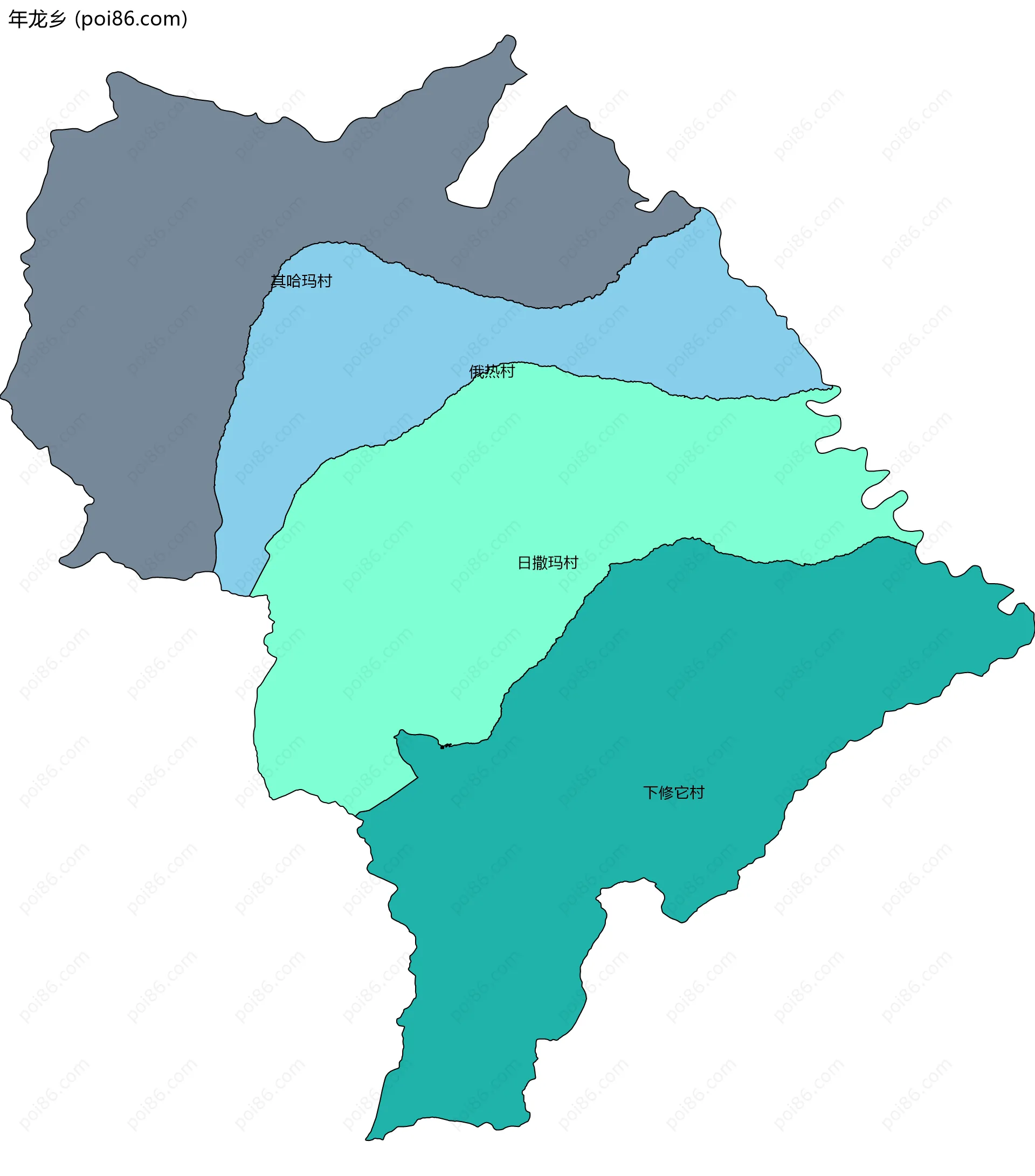 年龙乡边界地图(五级行政区划)