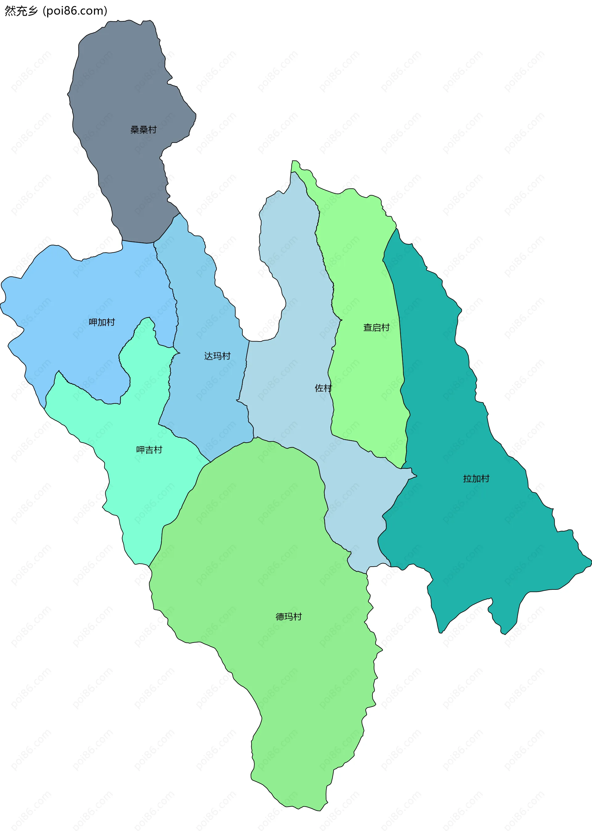 然充乡边界地图(五级行政区划)