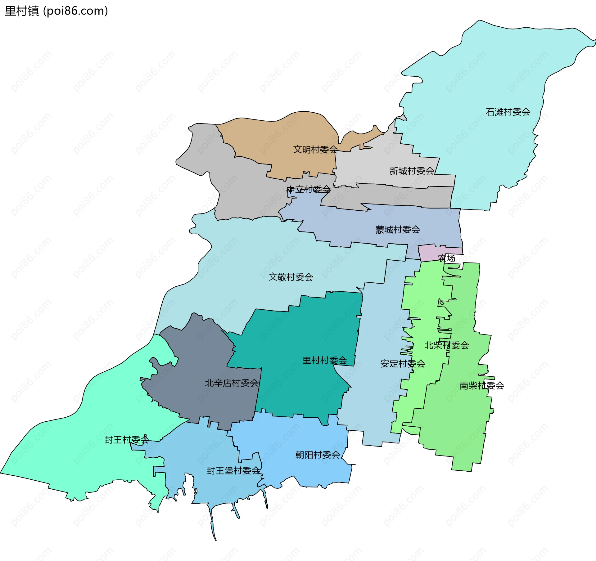里村镇边界地图(五级行政区划)