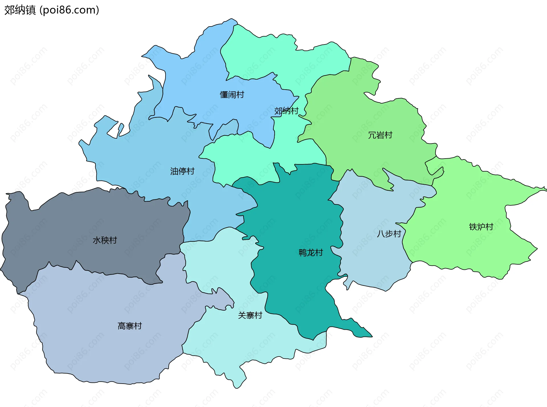 郊纳镇边界地图(五级行政区划)