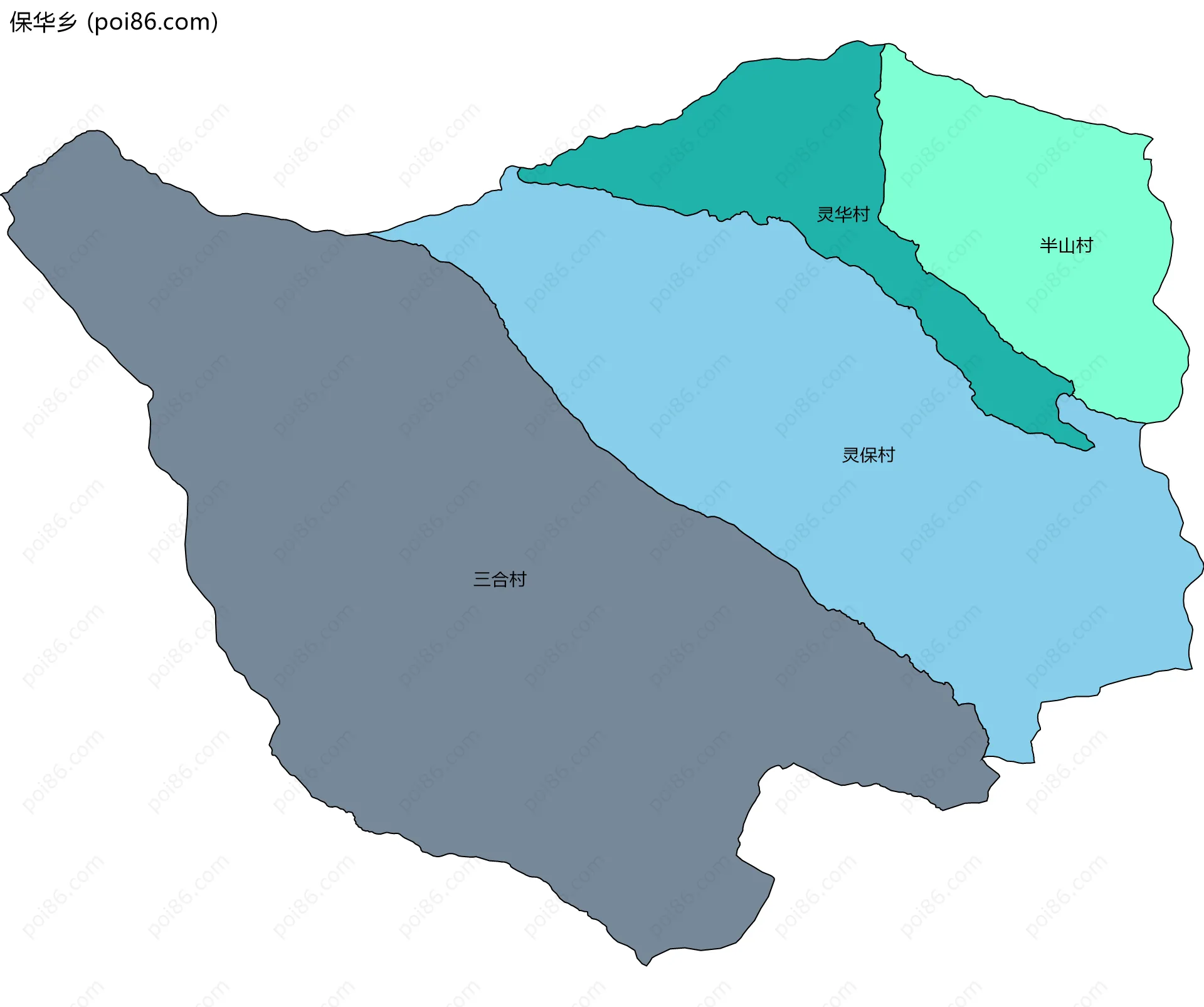 保华乡边界地图(五级行政区划)