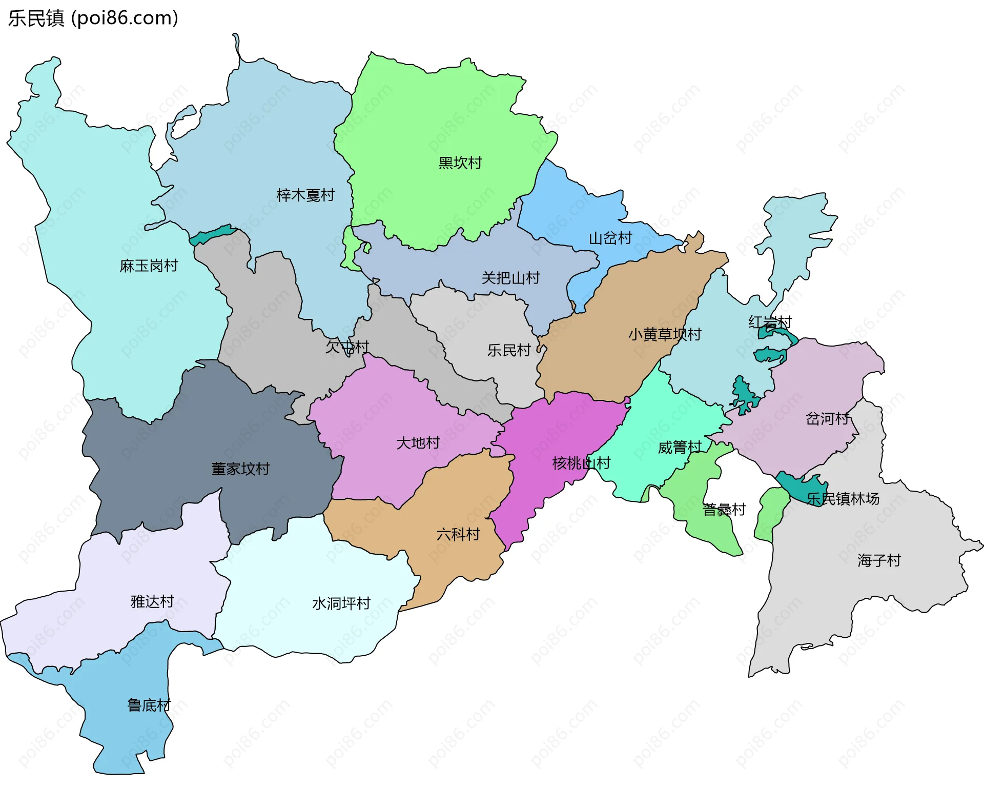 乐民镇边界地图(五级行政区划)