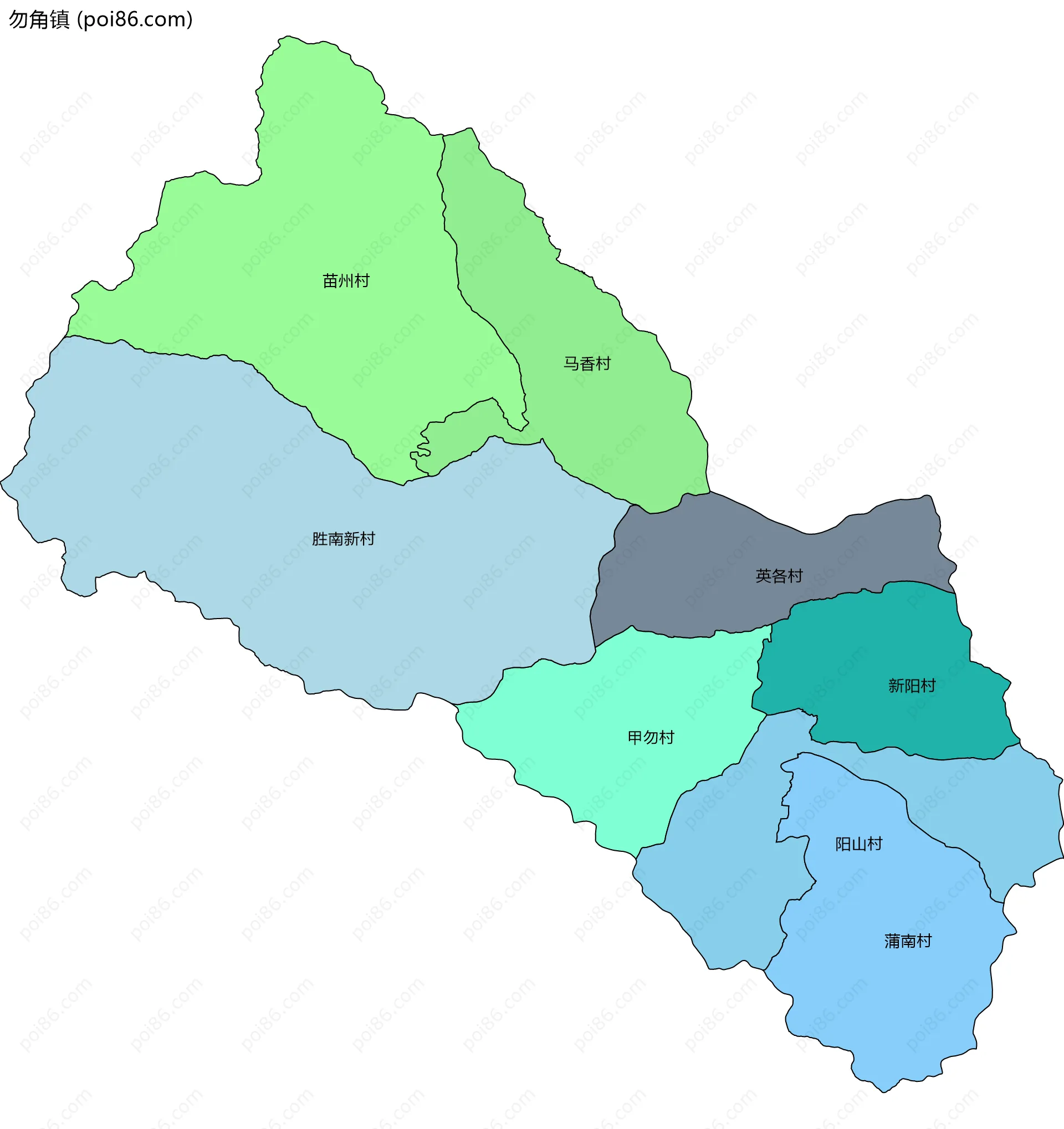 勿角镇边界地图(五级行政区划)