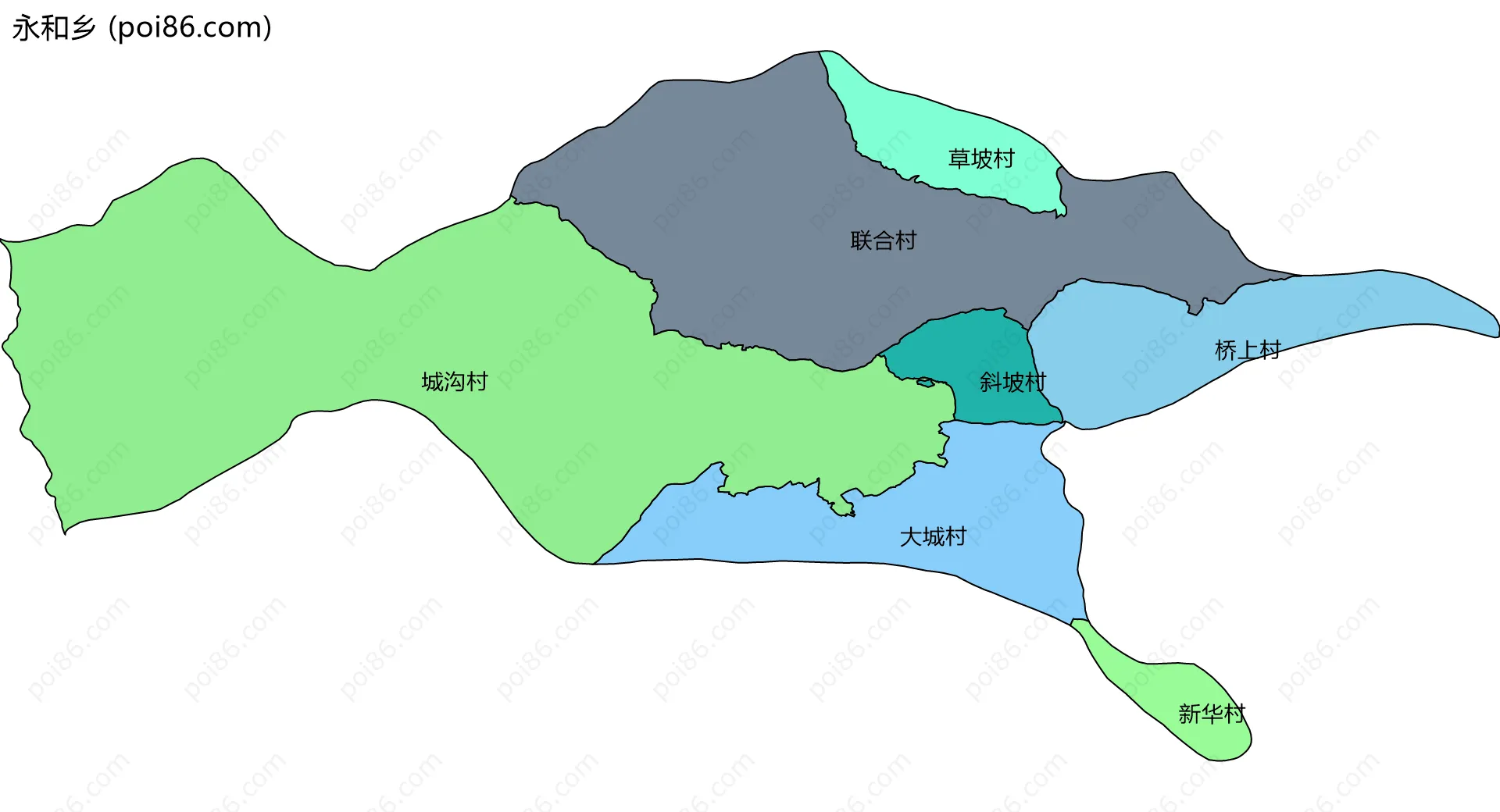 永和乡边界地图(五级行政区划)