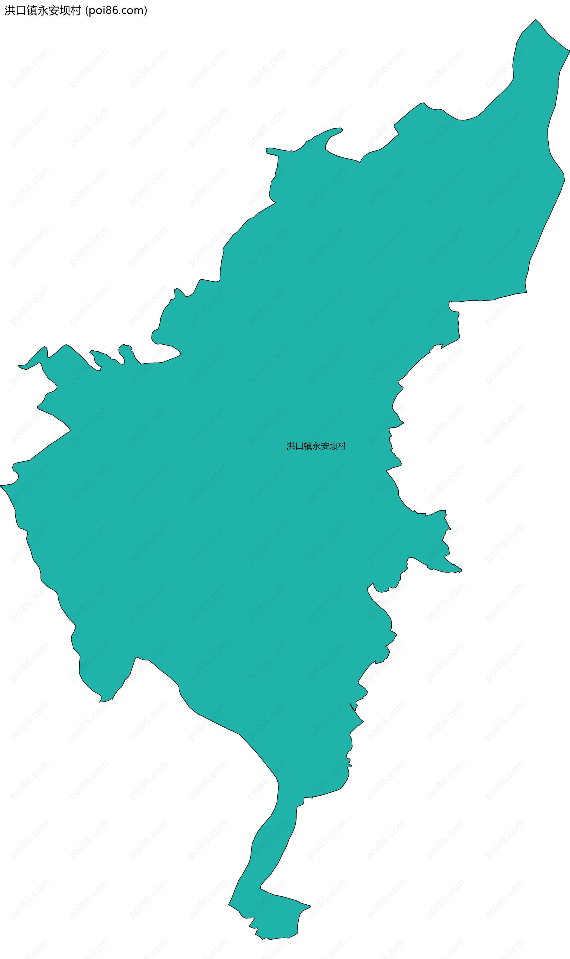 洪口镇永安坝村边界地图