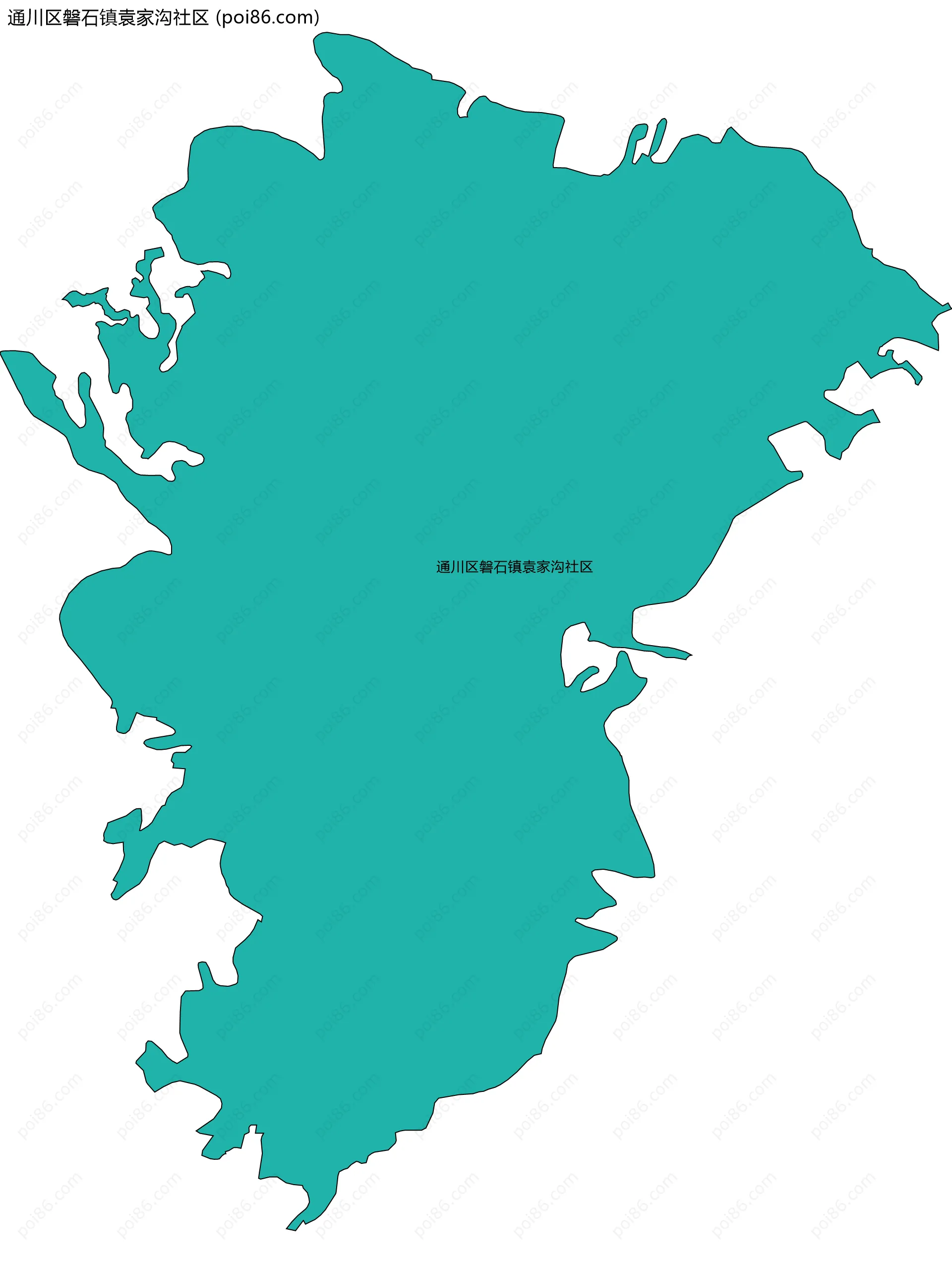通川区磐石镇袁家沟社区边界地图