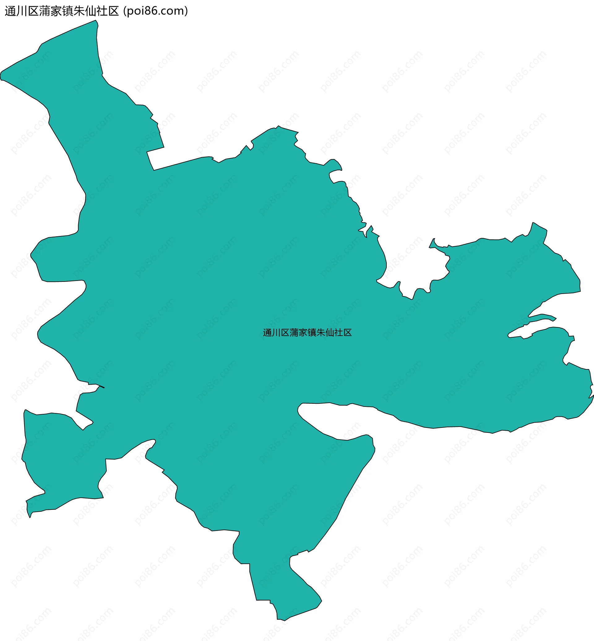 通川区蒲家镇朱仙社区边界地图