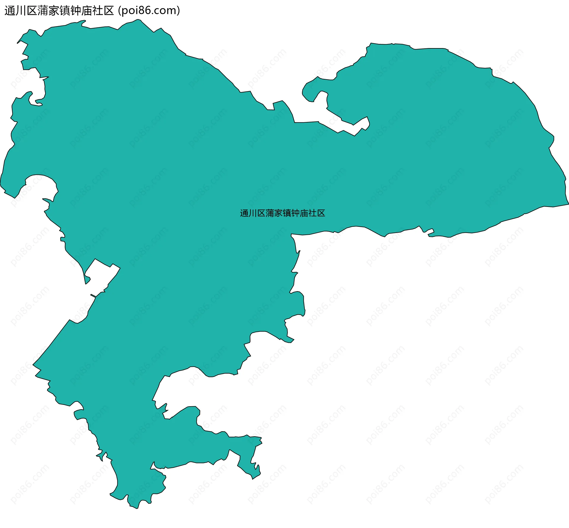 通川区蒲家镇钟庙社区边界地图