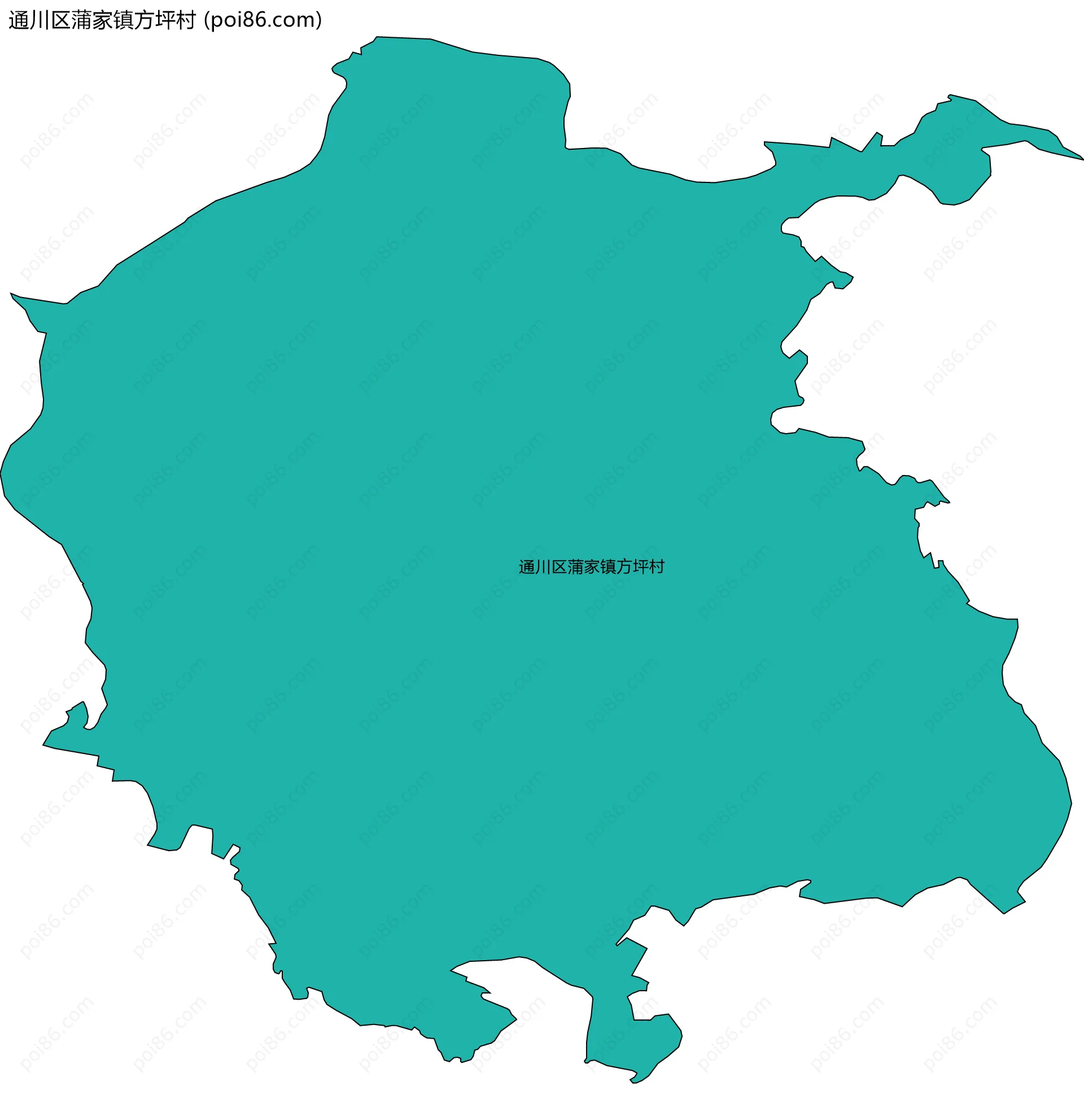 通川区蒲家镇方坪村边界地图