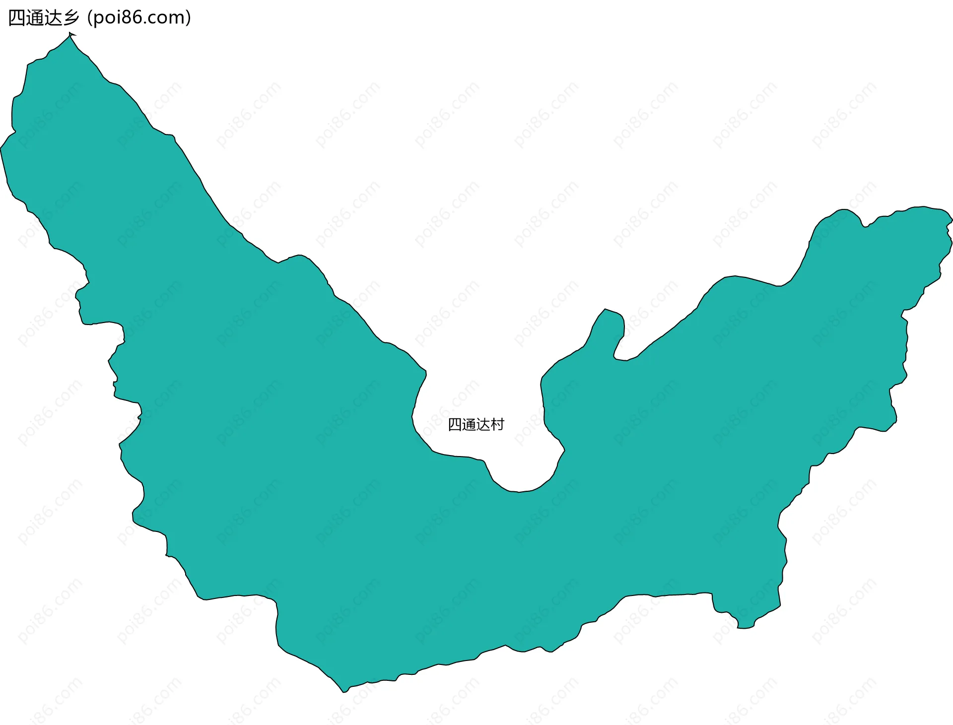 四通达乡边界地图(五级行政区划)
